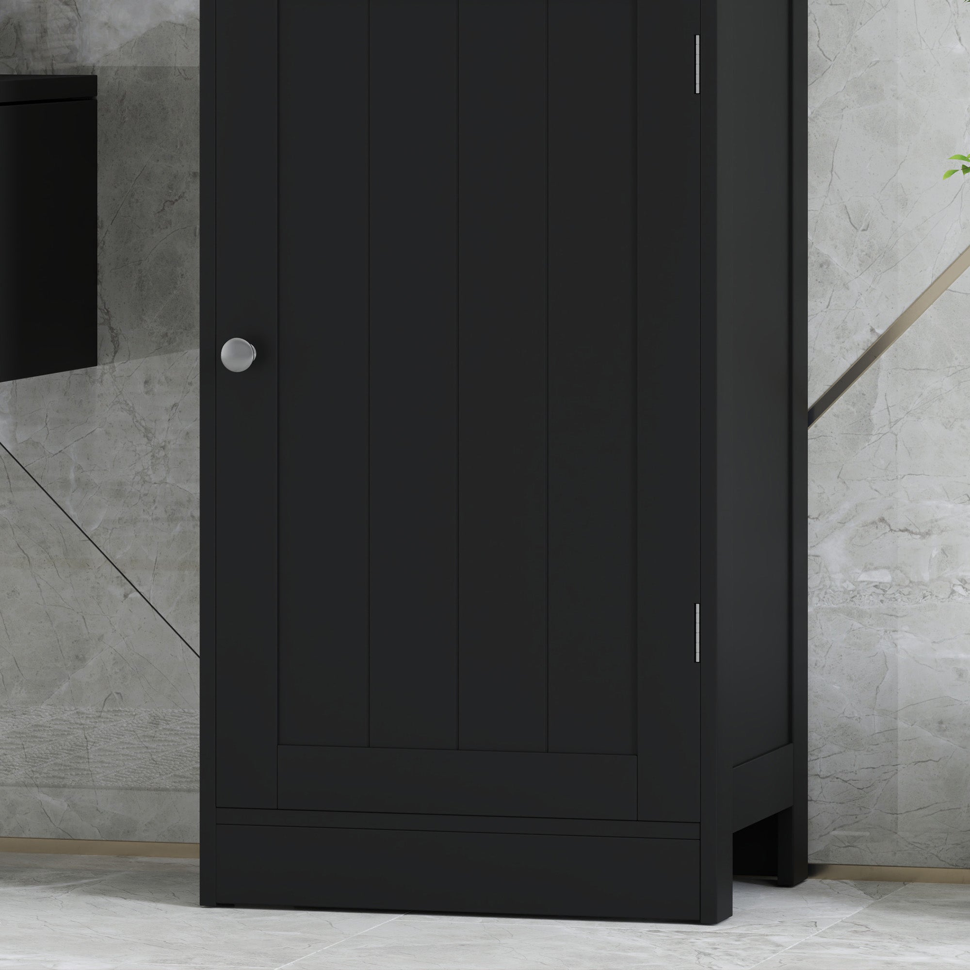 Tall Bathroom Cabinet, Bathroom Storage Cabinet with Drawers, 2 Doors and Adjustable Shelves, Black Bathroom Cabinets at Gallery Canada