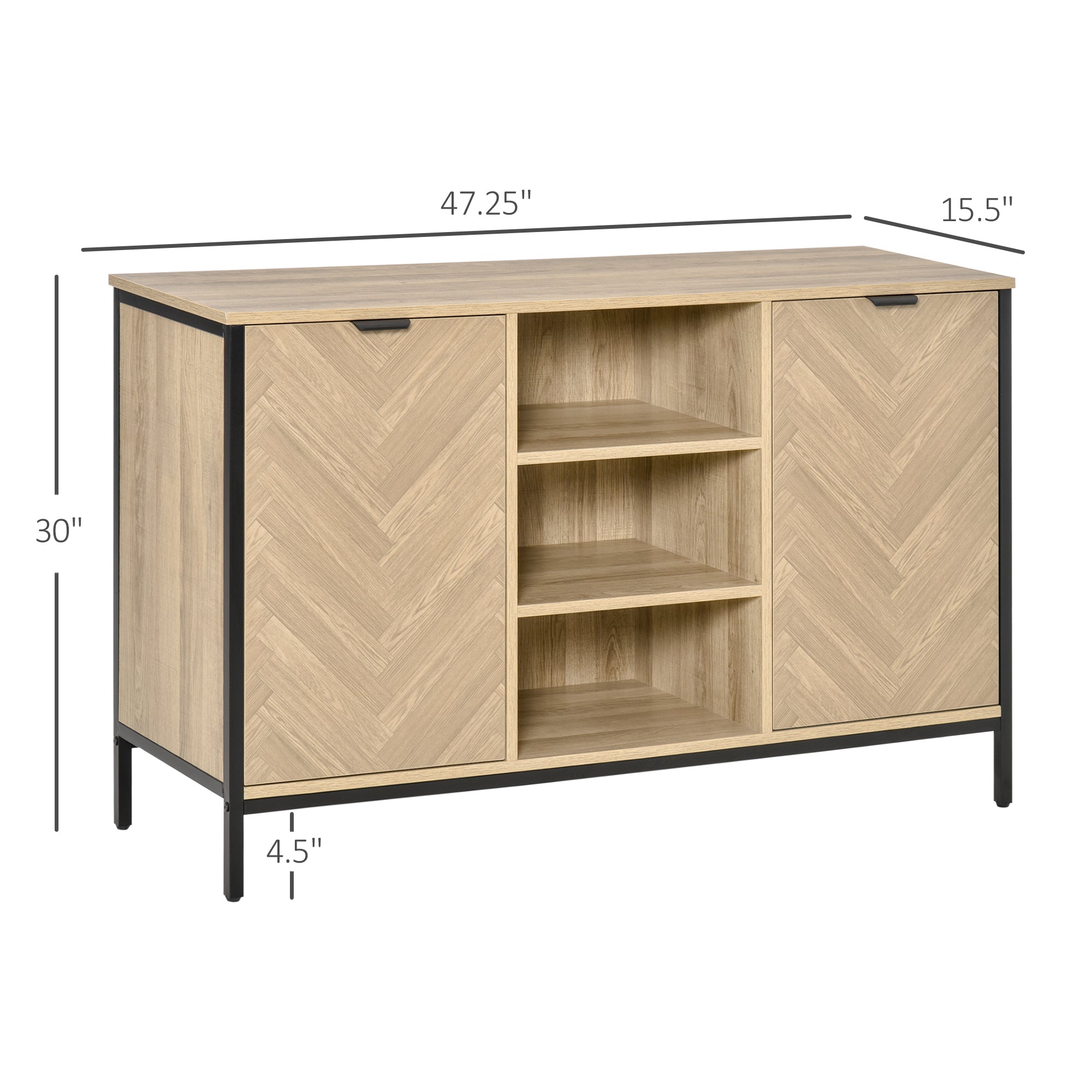 Sideboard Buffet Storage Cabinet Cupboard with 2 Doors and Adjustable Shelves for Dining Room, Kitchen, Living Room, Oak Tone Bar Cabinets   at Gallery Canada