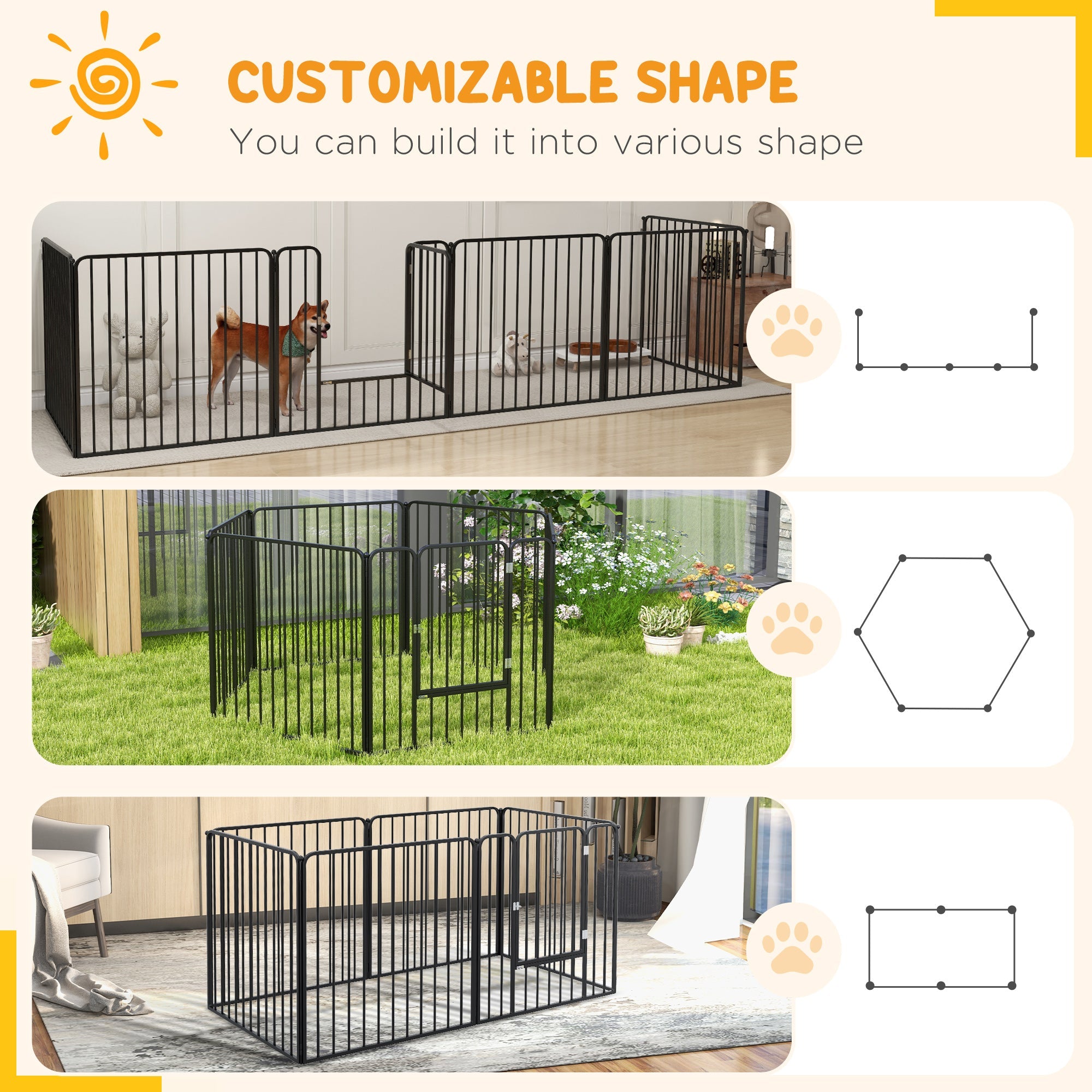 Dog Fence Outdoor 6 Panels 31.5