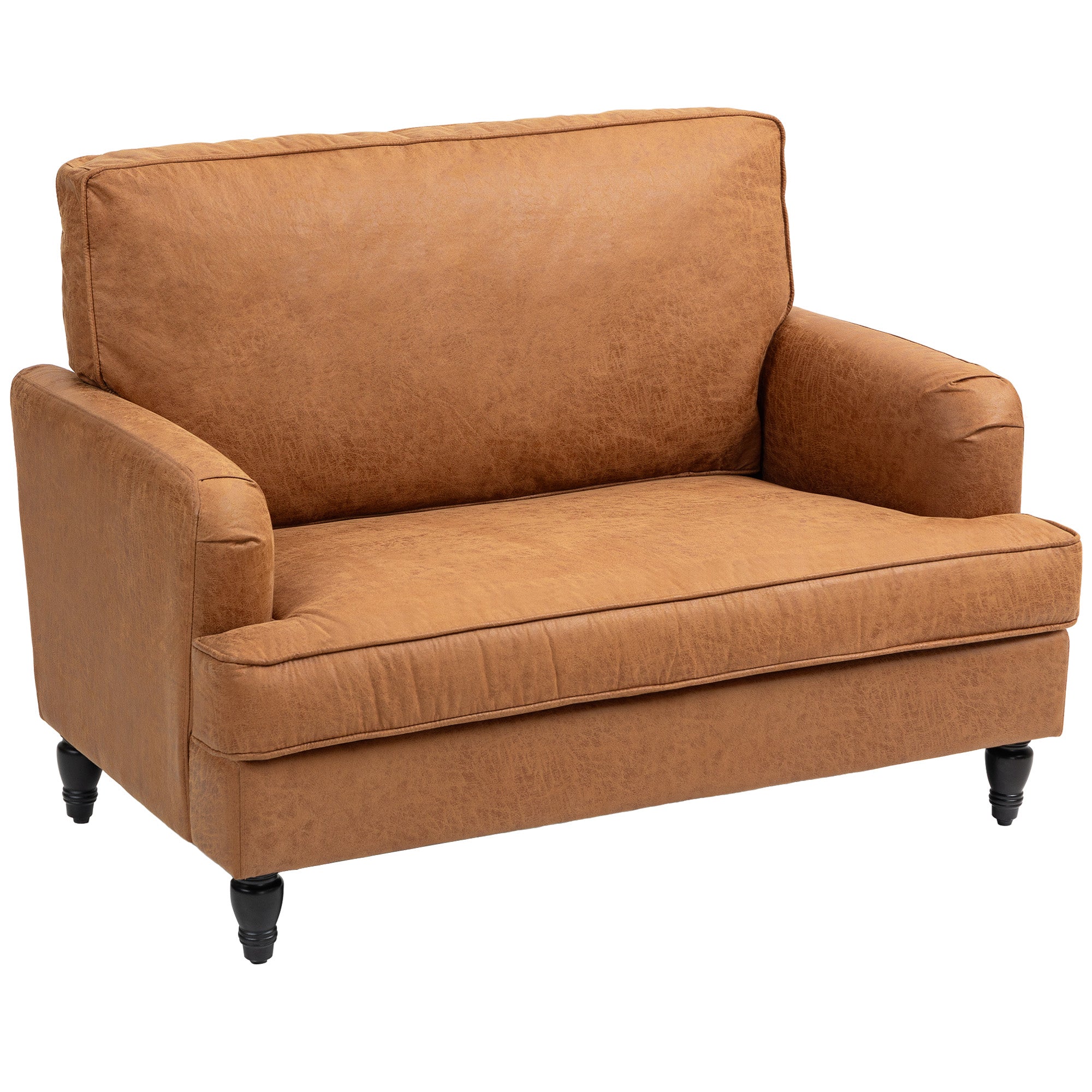 Modern Accent Chair, Microfiber Cloth Armchair with Turned Legs and Wide Seat, Comfy Chair for Living Room, Brown Accent Chairs at Gallery Canada