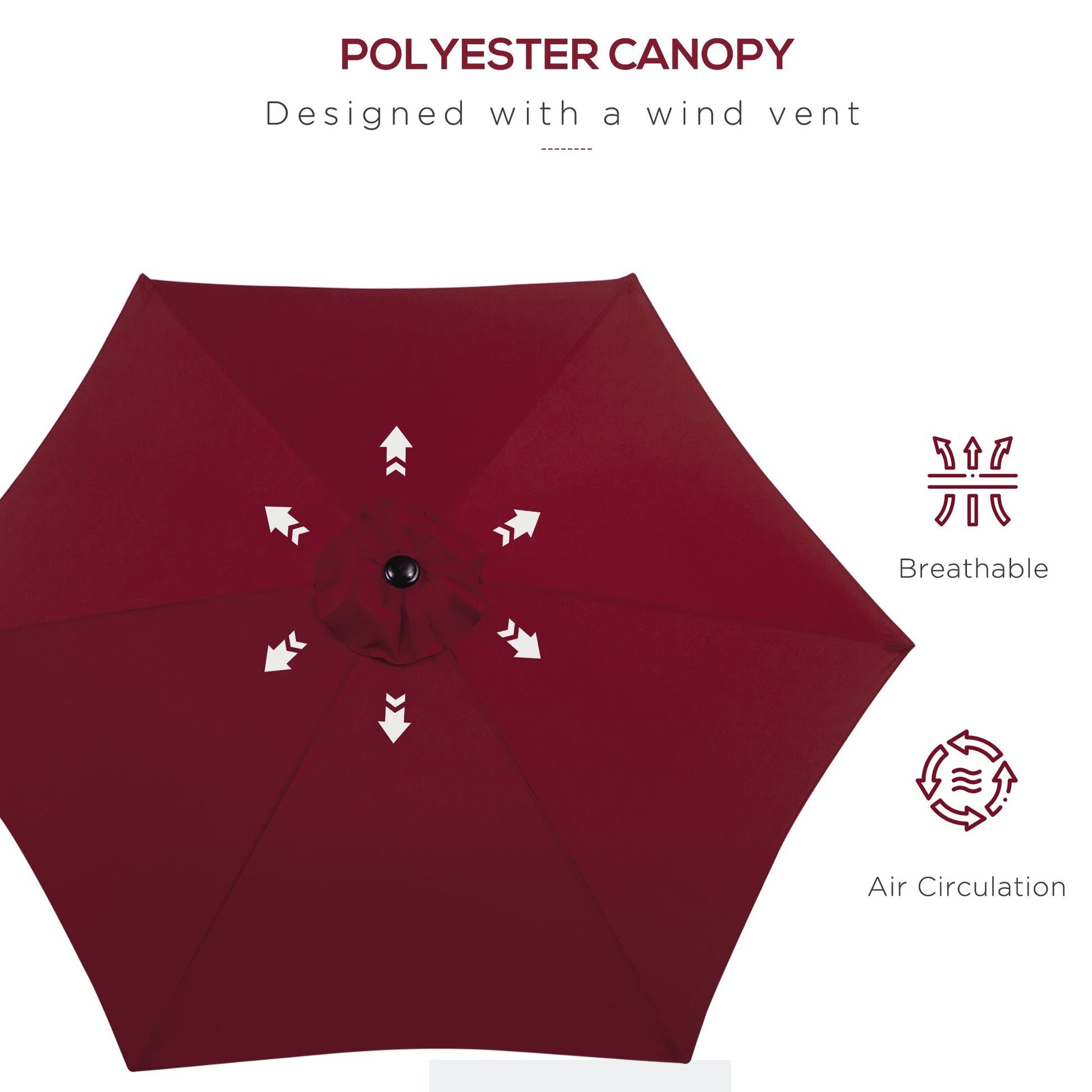 8.5' Round Aluminum Patio Umbrella 6 Ribs Market Sunshade Tilt Canopy w/ Crank Handle Garden Parasol Wine Red Sun Umbrellas   at Gallery Canada