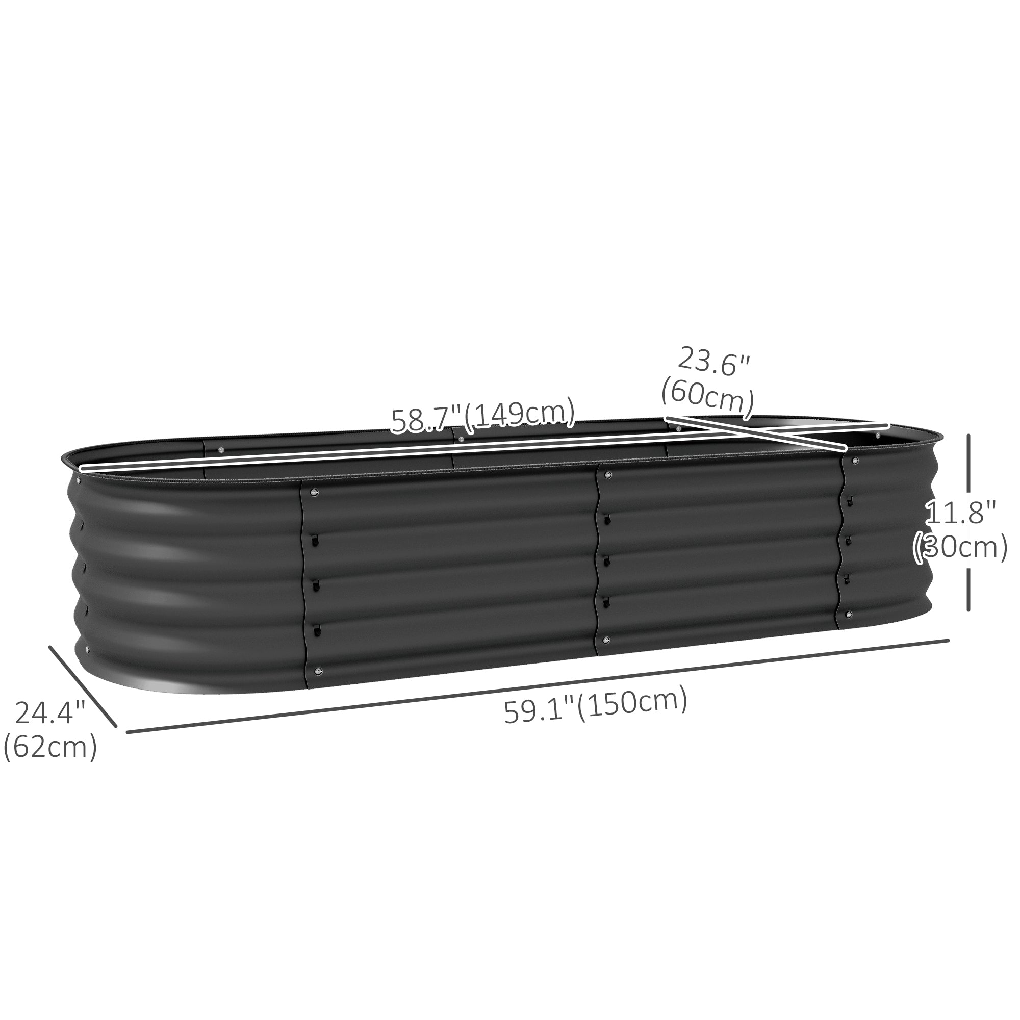 4.9 x 2 x 1ft Galvanized Raised Garden Bed Kit, Metal Planter Box with Safety Edging, Dark Grey Raised Garden Beds at Gallery Canada