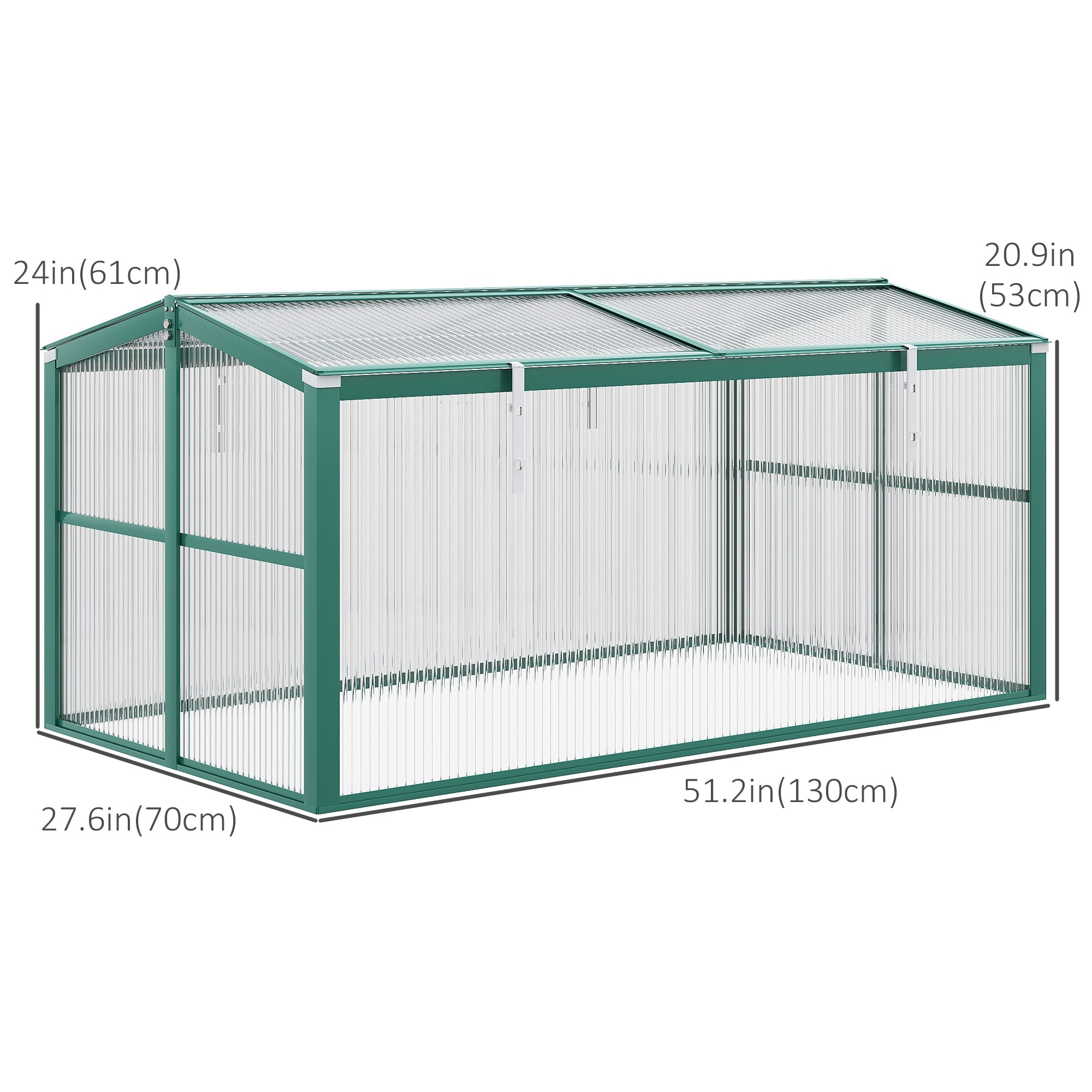 Aluminium Cold Frame Greenhouse Garden Portable Raised Planter with Openable Top, 51