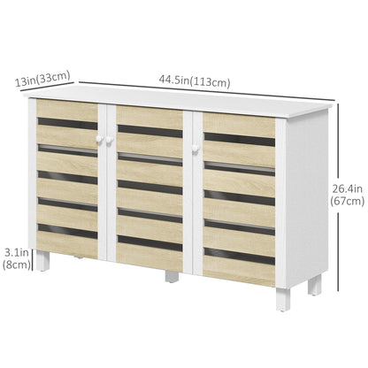 Shoe Cabinet with 3 Slatted Doors, 3-tier Shelving Rack Cabinet with Adjustable Shelves for 15 Pairs of Shoes, White Shoe Storage Cabinets & Racks   at Gallery Canada