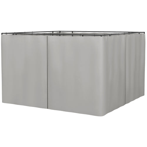 10' x 10' Universal Gazebo Sidewall Set with 4 Panels, Hooks/C-Rings Included for Pergolas &; Cabanas, Light Grey