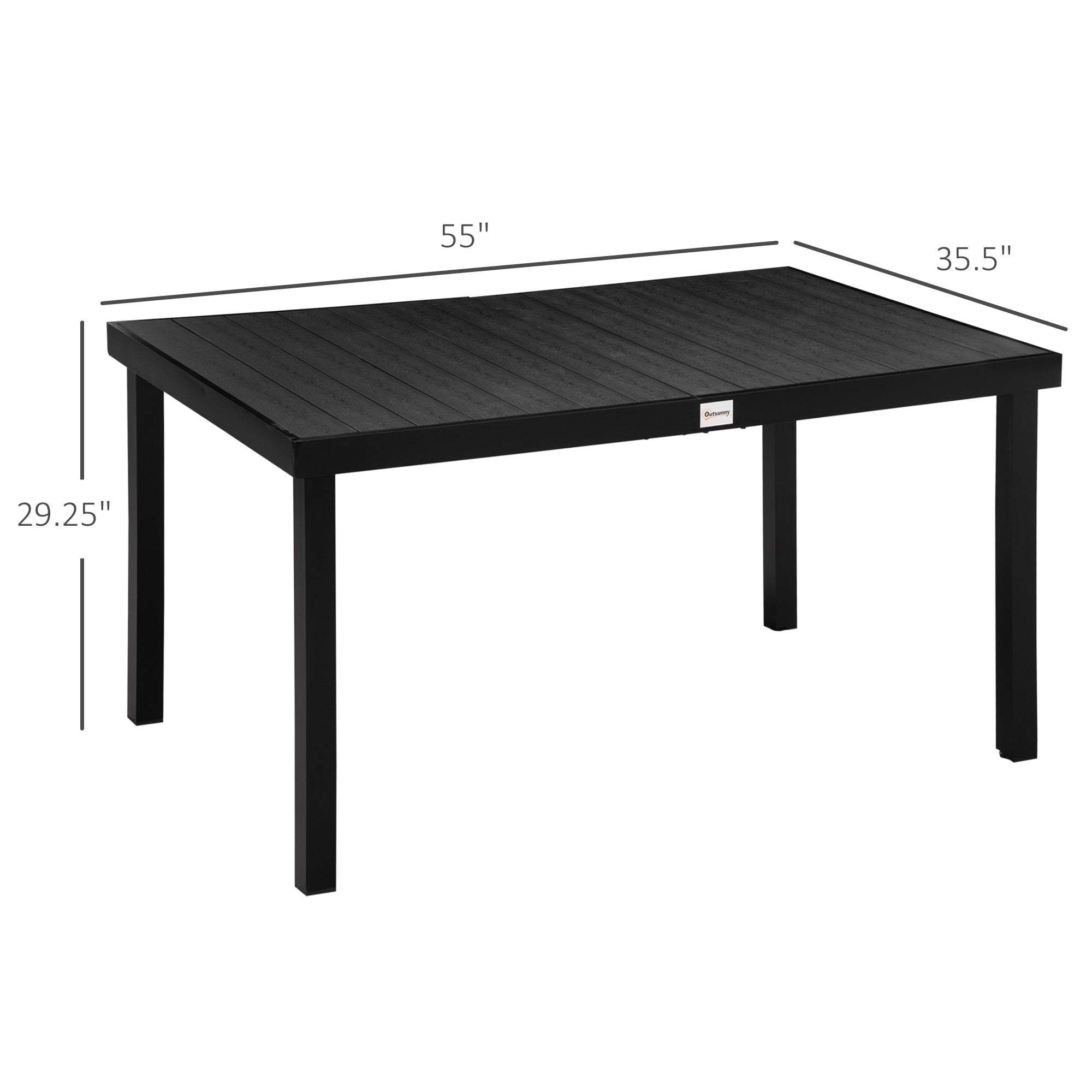 Aluminum Outdoor Dining Table for 6, Patio Rectangular Table, 55