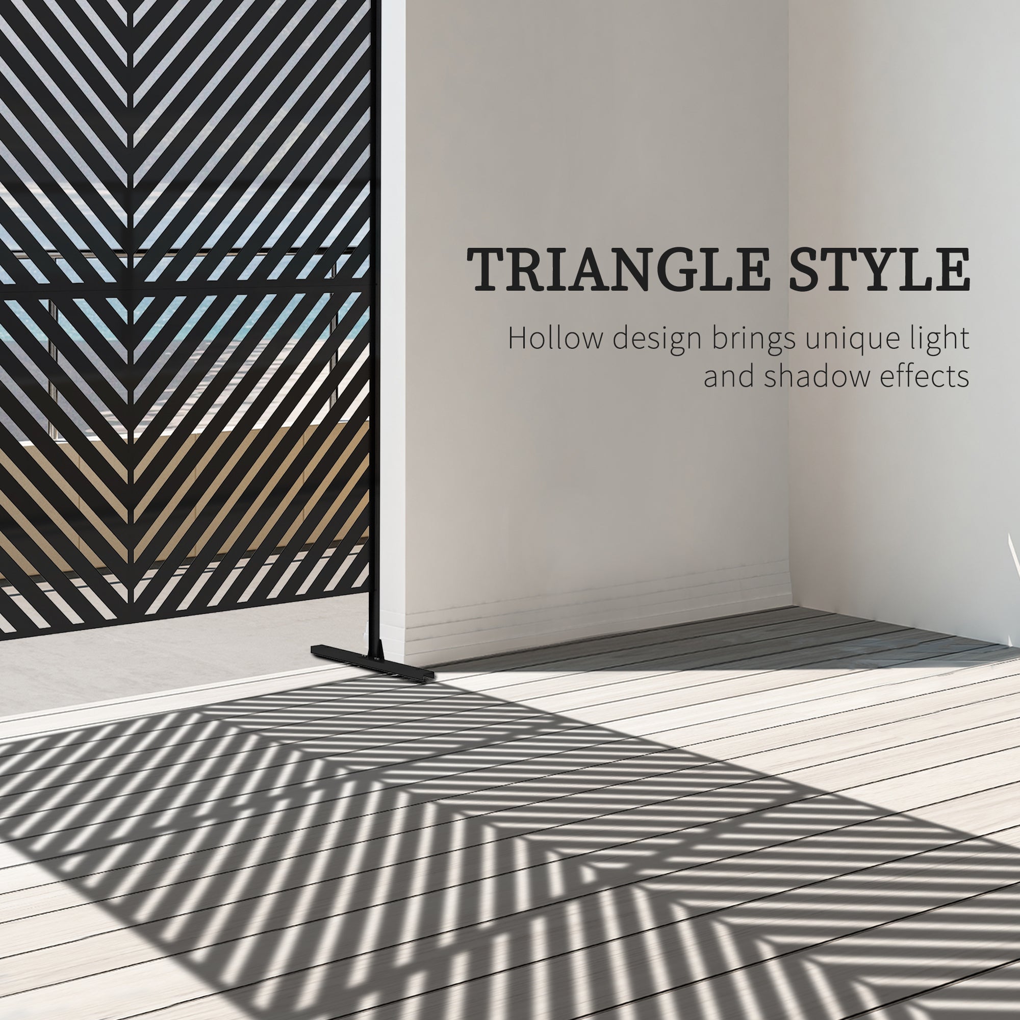 6.5FT Decorative Outdoor Divider, Metal Privacy Screen with Stand, Triangle Style, Black Side Awnings at Gallery Canada