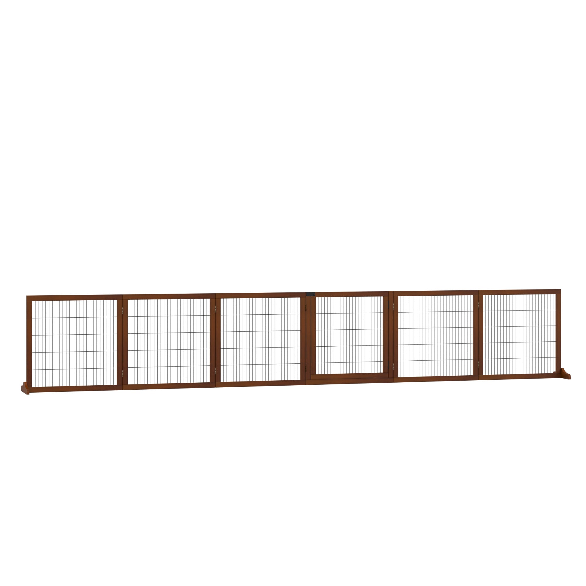 Wooden Pet Gate, Dog Safety Barrier, Freestanding Foldable Fence, w/ 6 Panels, 2 Support Feet, for House Doorway Stairs, Small &; Medium Dogs, Coffee Houses, Kennels & Pens at Gallery Canada