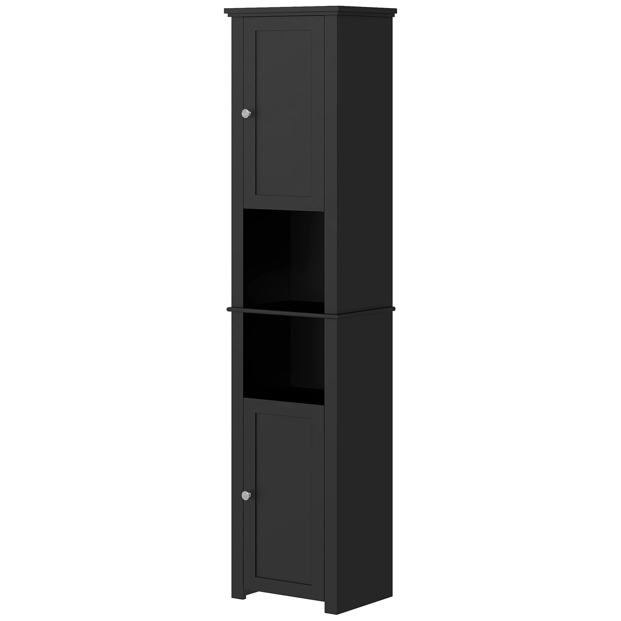 Tall Medicine Cabinet, Freestanding Bathroom Storage Cabinet with Shelves and 2 Cupboards, Bathroom Organizer, Black Bathroom Cabinets   at Gallery Canada