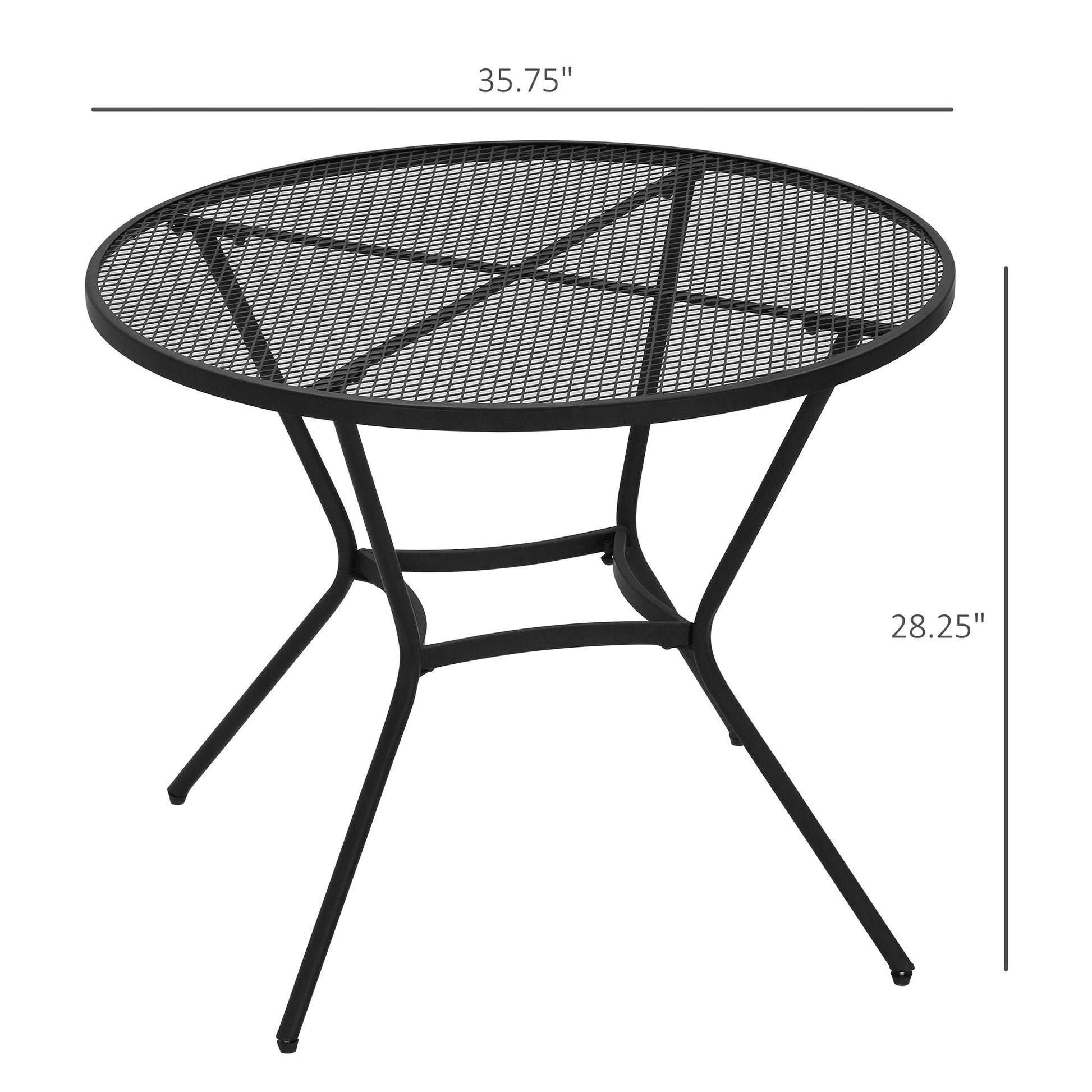 35" Round Patio Dining Table Steel Outside Table with Mesh Tabletop for Garden Backyard Poolside, Black Patio Side Tables   at Gallery Canada