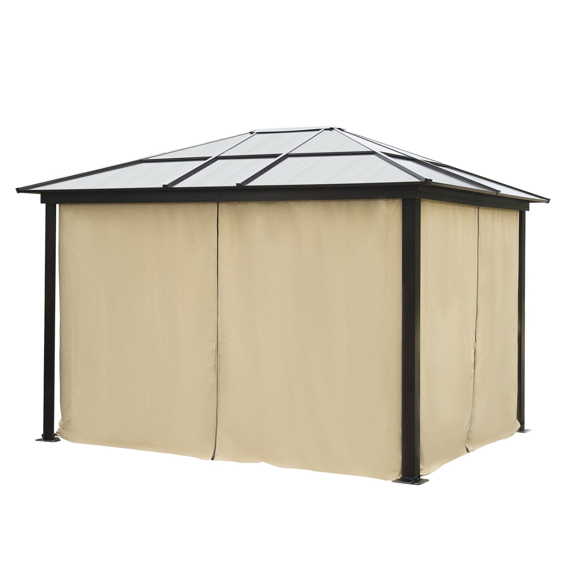 10' x 12' Hard Top Gazebo Canopy Sunshelter Waterproof Sun Shade with Sidewalls and Mosquito Netting Gazebos at Gallery Canada