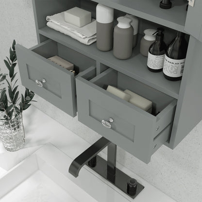 Bathroom Wall Cabinet, Medicine Cabinet, Over Toilet Storage Cabinet with Shelf and Drawers for Hallway, Living Room, Grey Wall Mounted Cabinets   at Gallery Canada