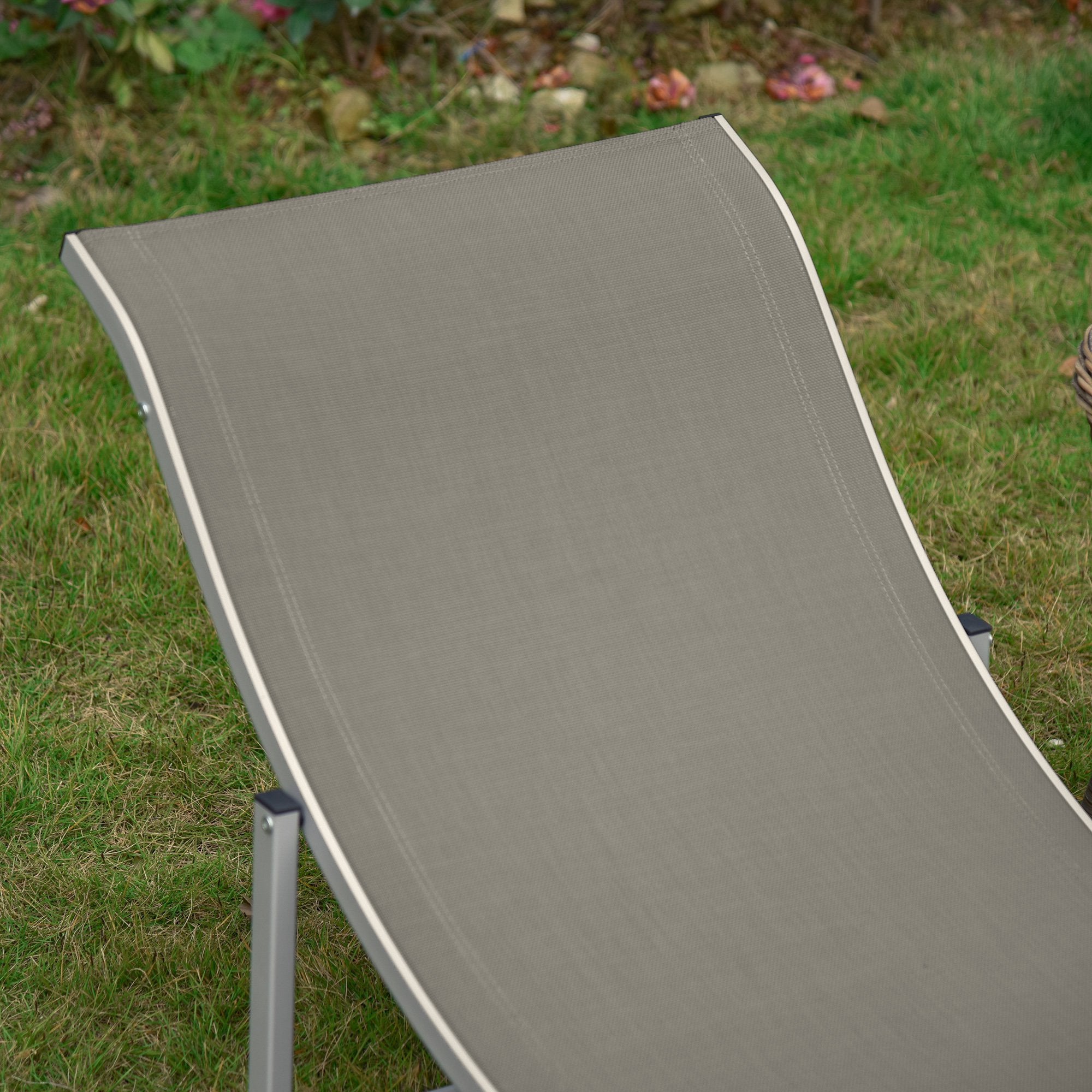 Set of 2 Foldable S-Shaped Outdoor Chaise Lounge Chairs, 264lbs Capacity, Light Grey Lounger Chairs   at Gallery Canada