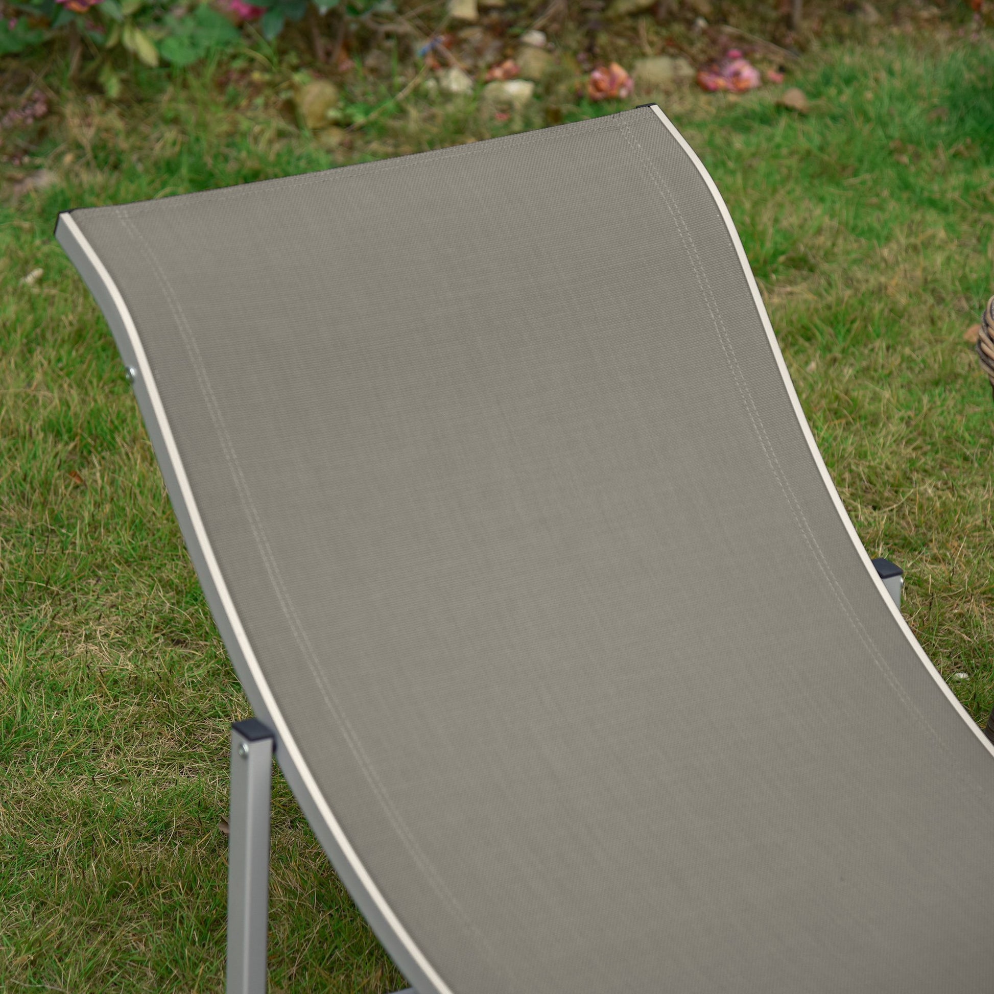 Set of 2 Foldable S-Shaped Outdoor Chaise Lounge Chairs, 264lbs Capacity, Light Grey Lounger Chairs   at Gallery Canada