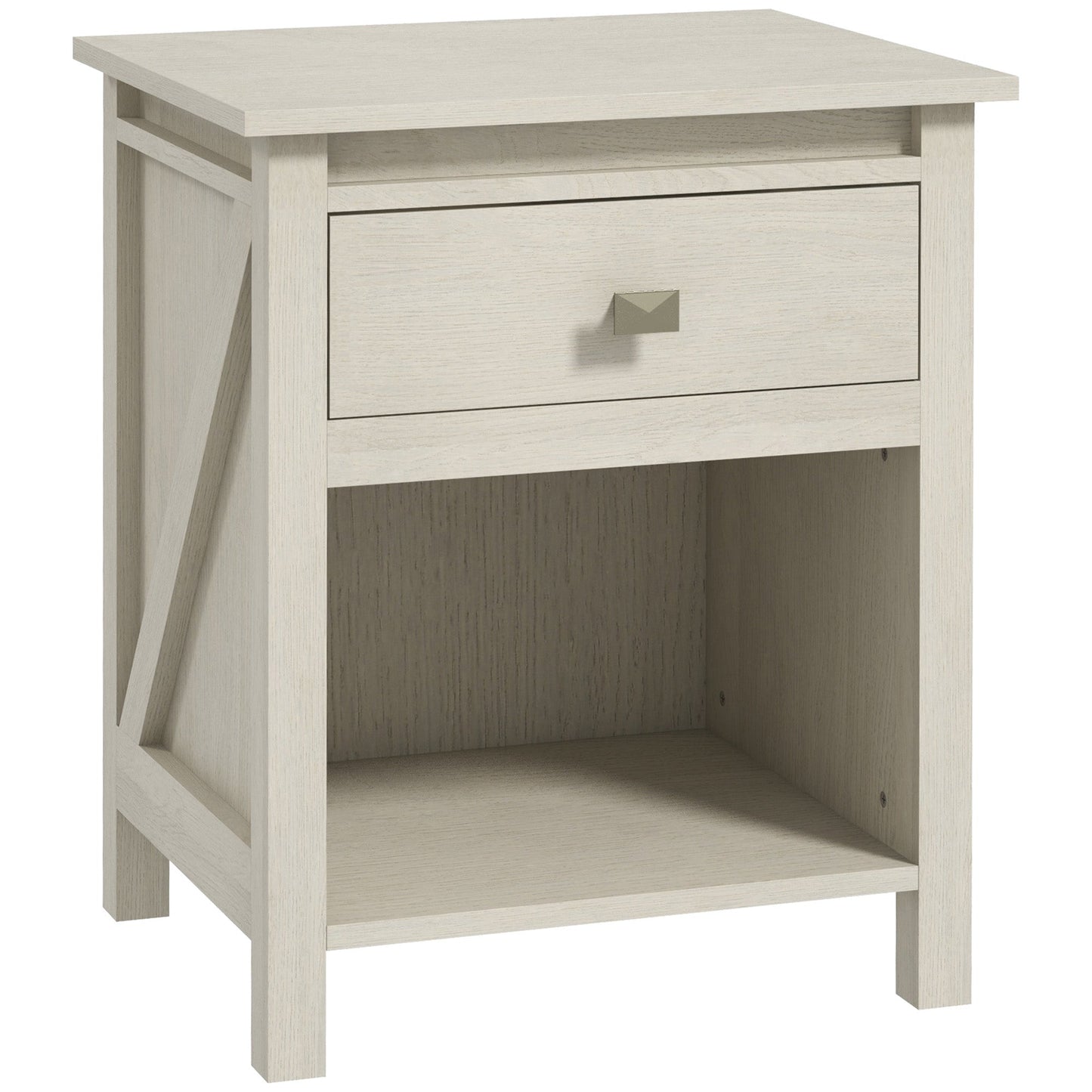 Bedside Table, Farmhouse Nightstand with with Drawer and Storage Shelf, Night Table for Bedroom, White Bedside Tables White  at Gallery Canada