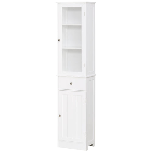 Tall Bathroom Cabinet, Bathroom Storage Cabinet with Drawers, 2 Doors and Adjustable Shelves, White