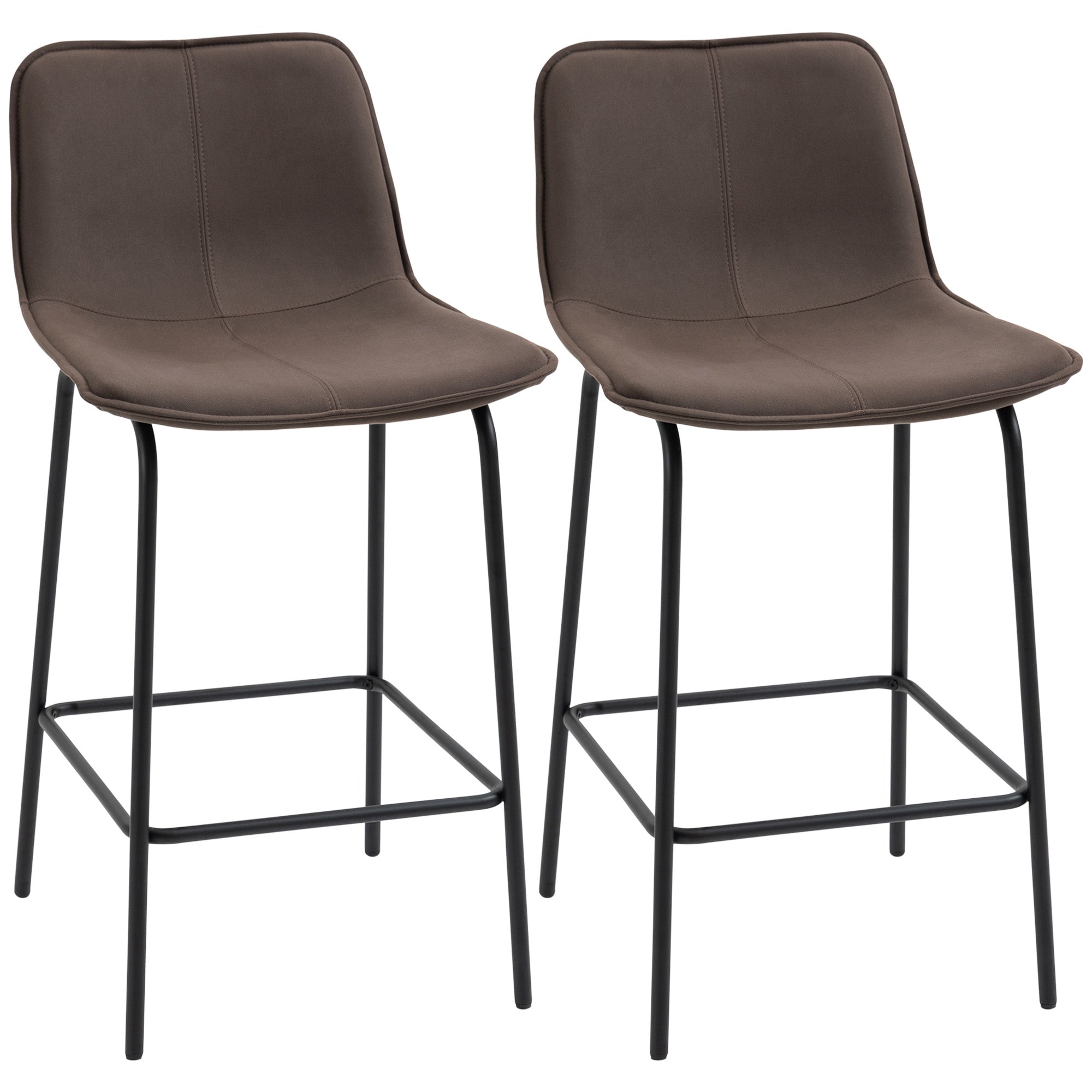 Bar Stools Set of 2, Upholstered Counter Height Bar Chairs, 26