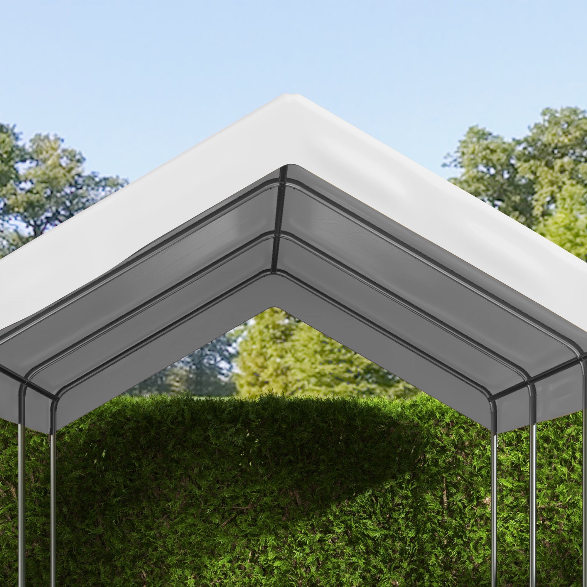 10 x 20ft Carport Replacement Canopy, UV Resistant Garage Car Cover with Ball Bungee Cords, White Gazebo Canopy Replacement at Gallery Canada