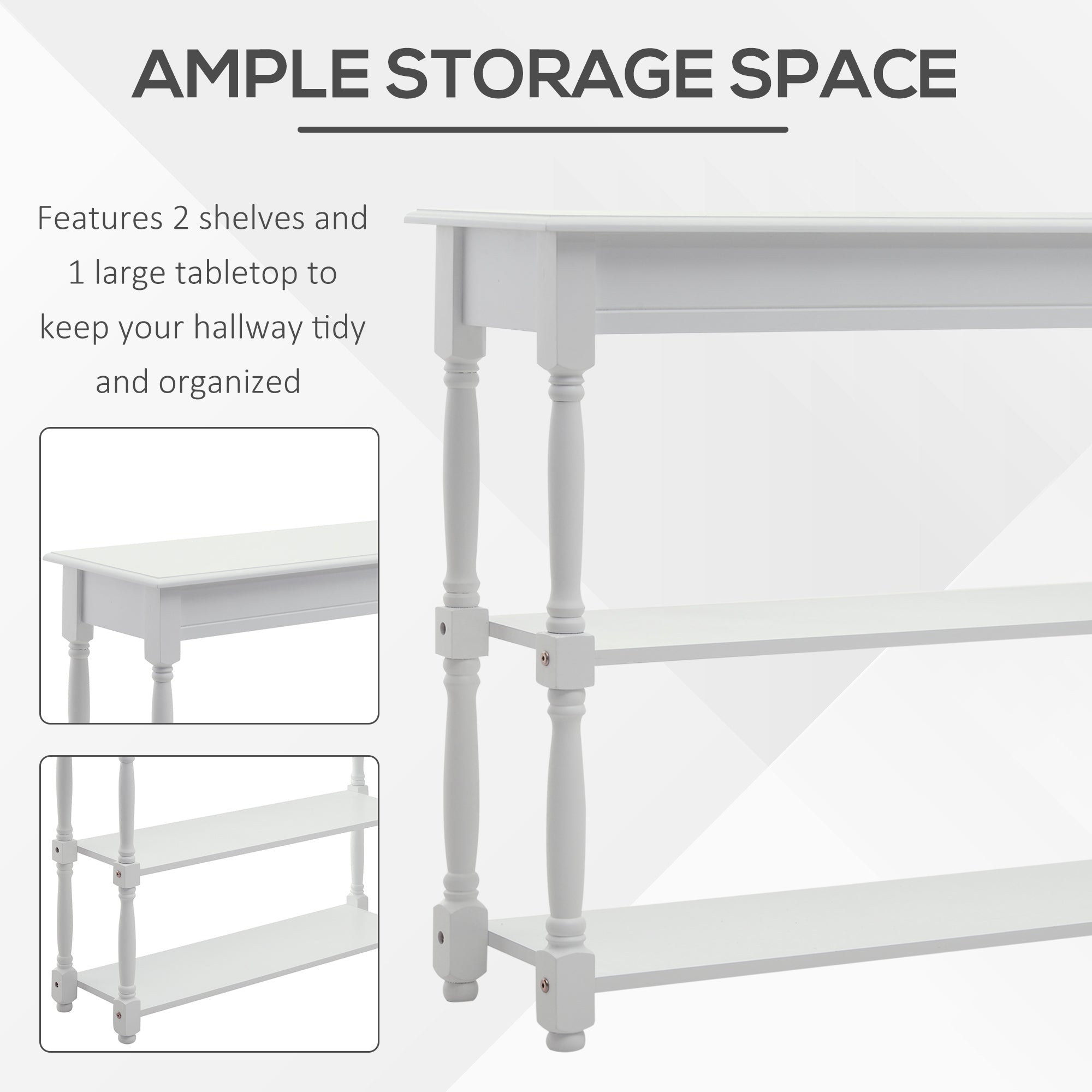 Console Table Modern Sofa Table with 2 Tier Shelves for Living Room, Entryway, Bedroom, Grey Console Tables   at Gallery Canada