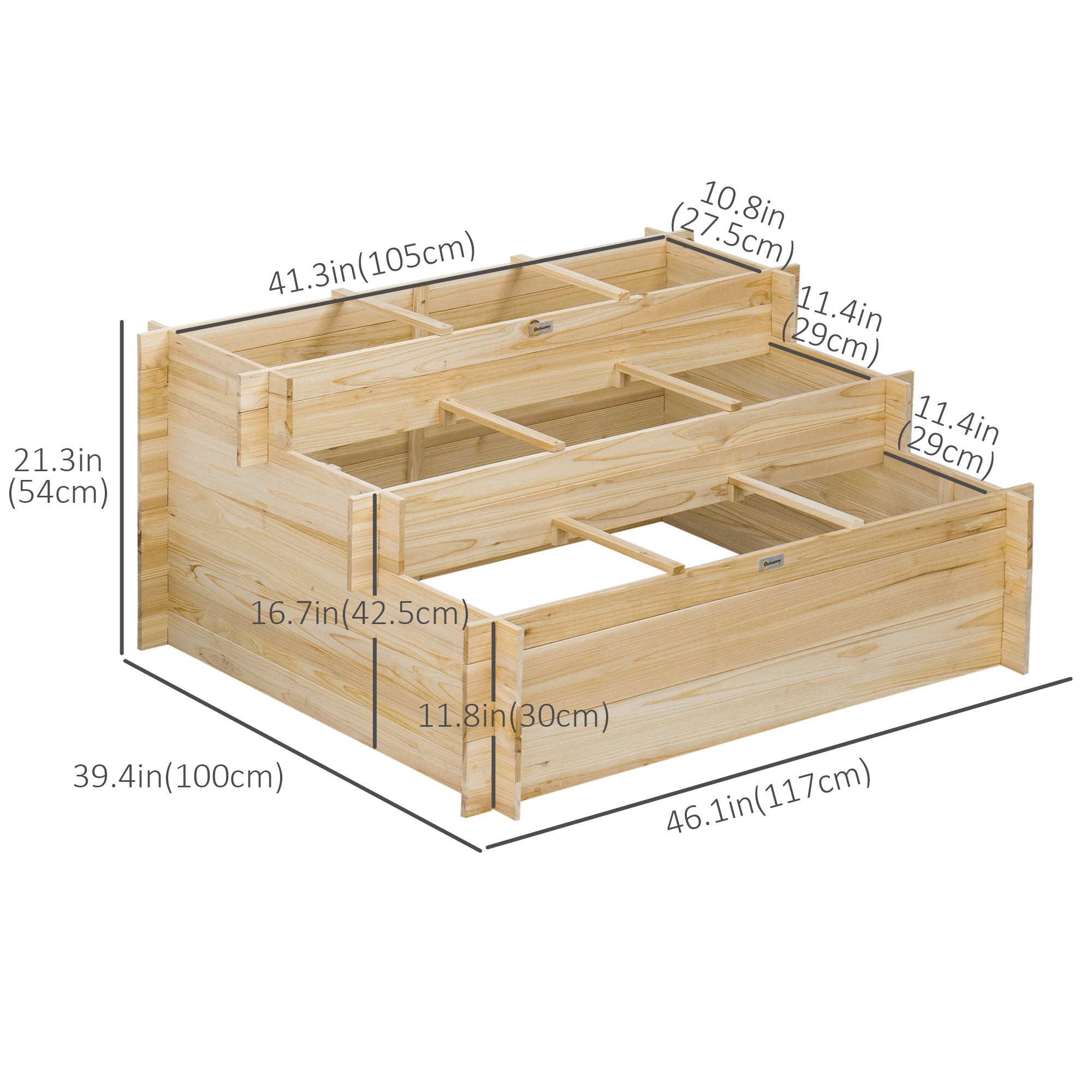 3 Tier Raised Garden Bed with 9 Grow Grids and Bed Liner for Garden, Outdoor to Vegetables, Flowers, Natural Raised Garden Beds at Gallery Canada