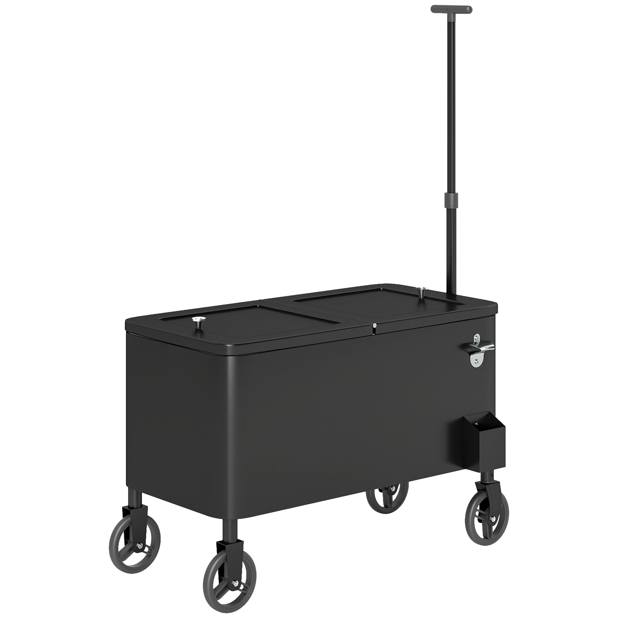 80-Qt Outdoor Patio Cooler Cart, Rolling Ice Chest with Adjustable Handle, Wheels, Bottle Opener, Drainage, Outdoor Beverage Cooler Bar Cart for Party BBQ Camping, Black Cooler Boxes Black at Gallery Canada