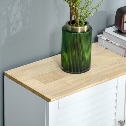 Storage Cabinet Kitchen Sideboard with Louvered Doors, Freestanding Bathroom Cabinet for Living Room, Hallway, White Storage Cabinets   at Gallery Canada