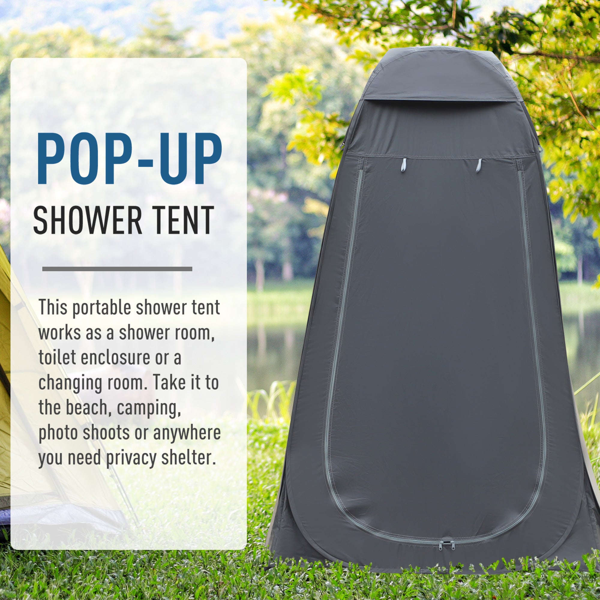 Pop Up Shower Tent, Portable Privacy Room for Outdoor Changing, Dressing, Fishing Storage with Carrying Bag, Black Camping Tents at Gallery Canada