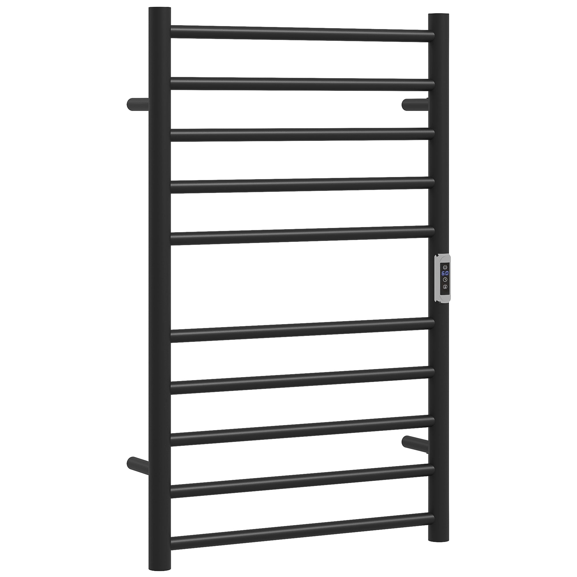 Wall Mounted Heated Towel Rack 10-Bar Electric Towel Warmer with Timer Adjustable Temperature Plug-in Bath Accessories Black  at Gallery Canada