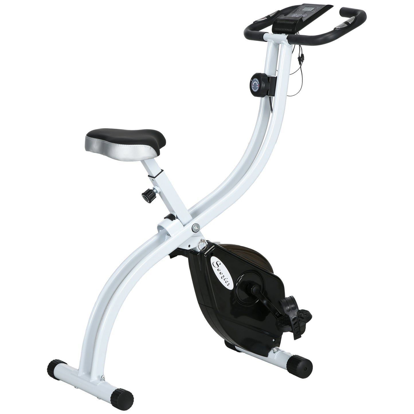 Foldable &; Quiet Exercise Bike with 8-Level Magnetic Resistance, Pulse Sensor, Wheels and LCD Monitor, Black Exercise & Stationary Bikes   at Gallery Canada