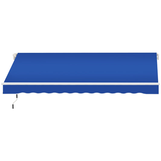 8'x7' Patio Awning Manual Retractable Sun Shade Outdoor Deck Canopy Shelter, Blue - Gallery Canada