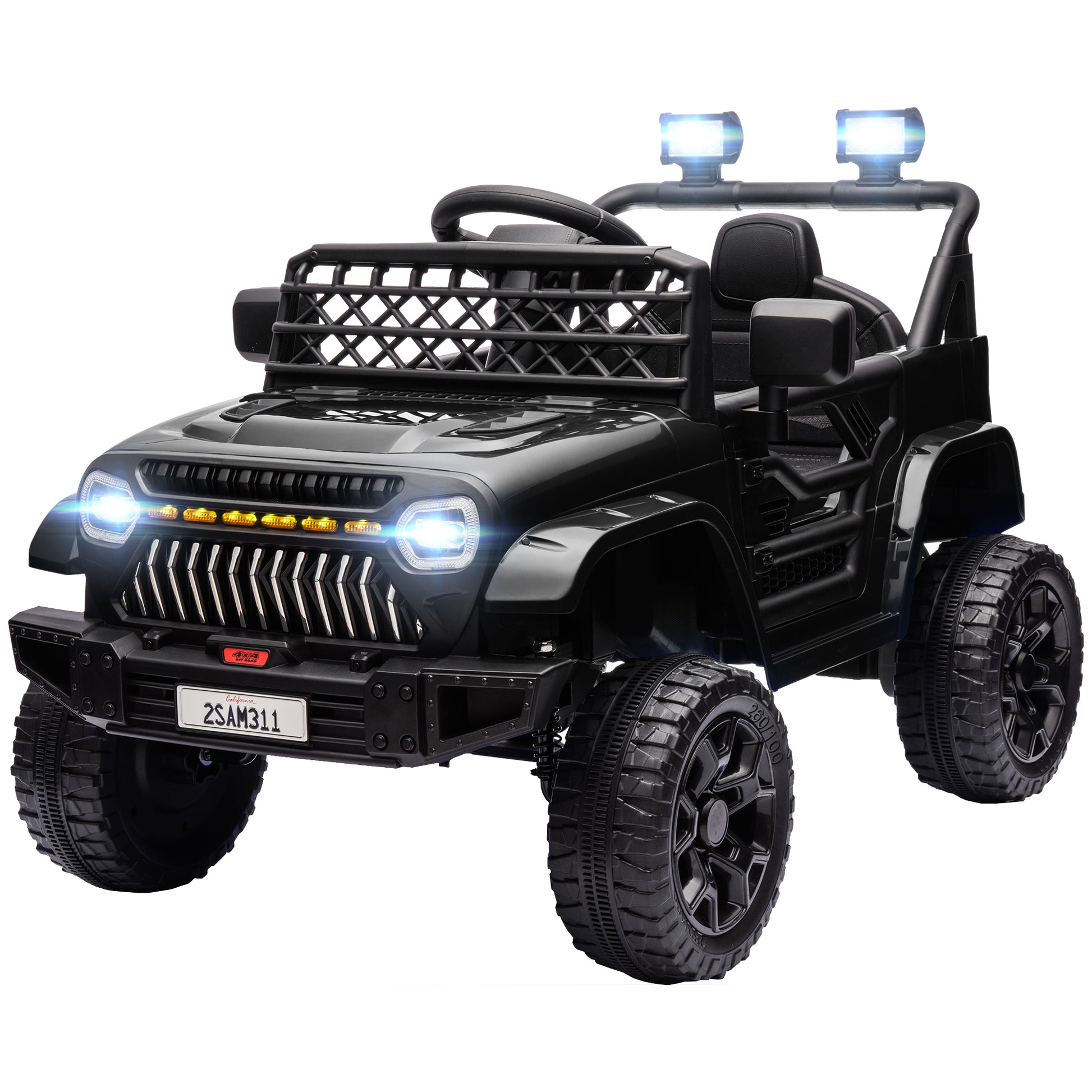 12V Ride on Truck, Electric Car for Kids with Remote Control, Suspension, 3 Speeds, USB Music Headlights, Black Electric Toy Cars   at Gallery Canada