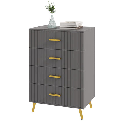 4 Drawer Cabinet, Drawer Chest for Bedroom, Chest of Drawers with Aluminium Legs and Gold Handles, Dark Grey Storage Cabinets   at Gallery Canada