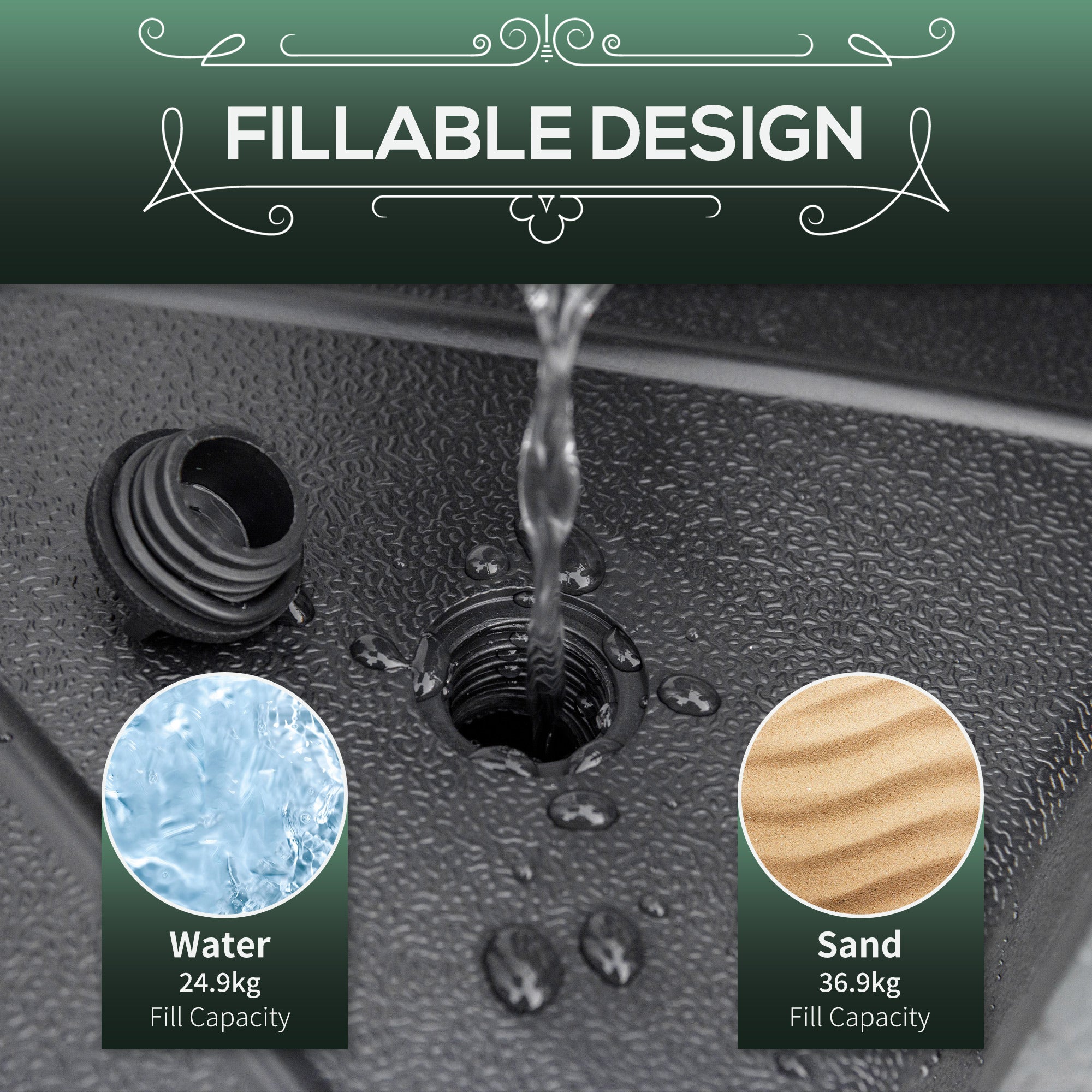Patio Umbrella Base Parasol Holder Outdoor Market Umbrella Stand Weights, Water/Sand Filled for Garden, Poolside, Black Umbrella Bases at Gallery Canada