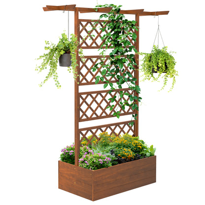 Wooden Planter with Trellis Privacy Screen, Raised Garden Bed to Grow Vegetables, Herbs and Flowers, Orange Raised Garden Beds at Gallery Canada