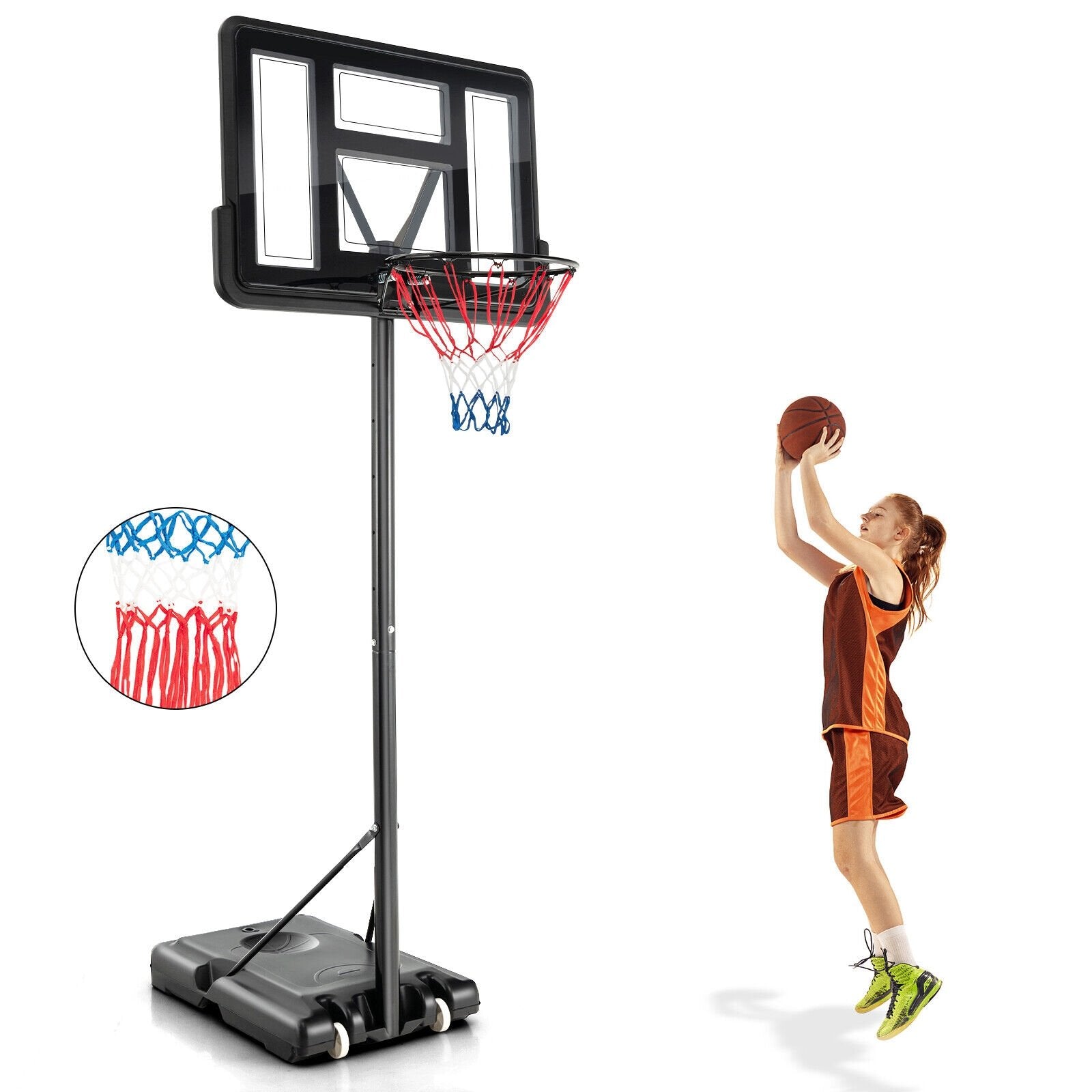 4.25-10 Feet Adjustable Basketball Hoop System with 44 Inch Backboard-A, Black Sport Equipments   at Gallery Canada