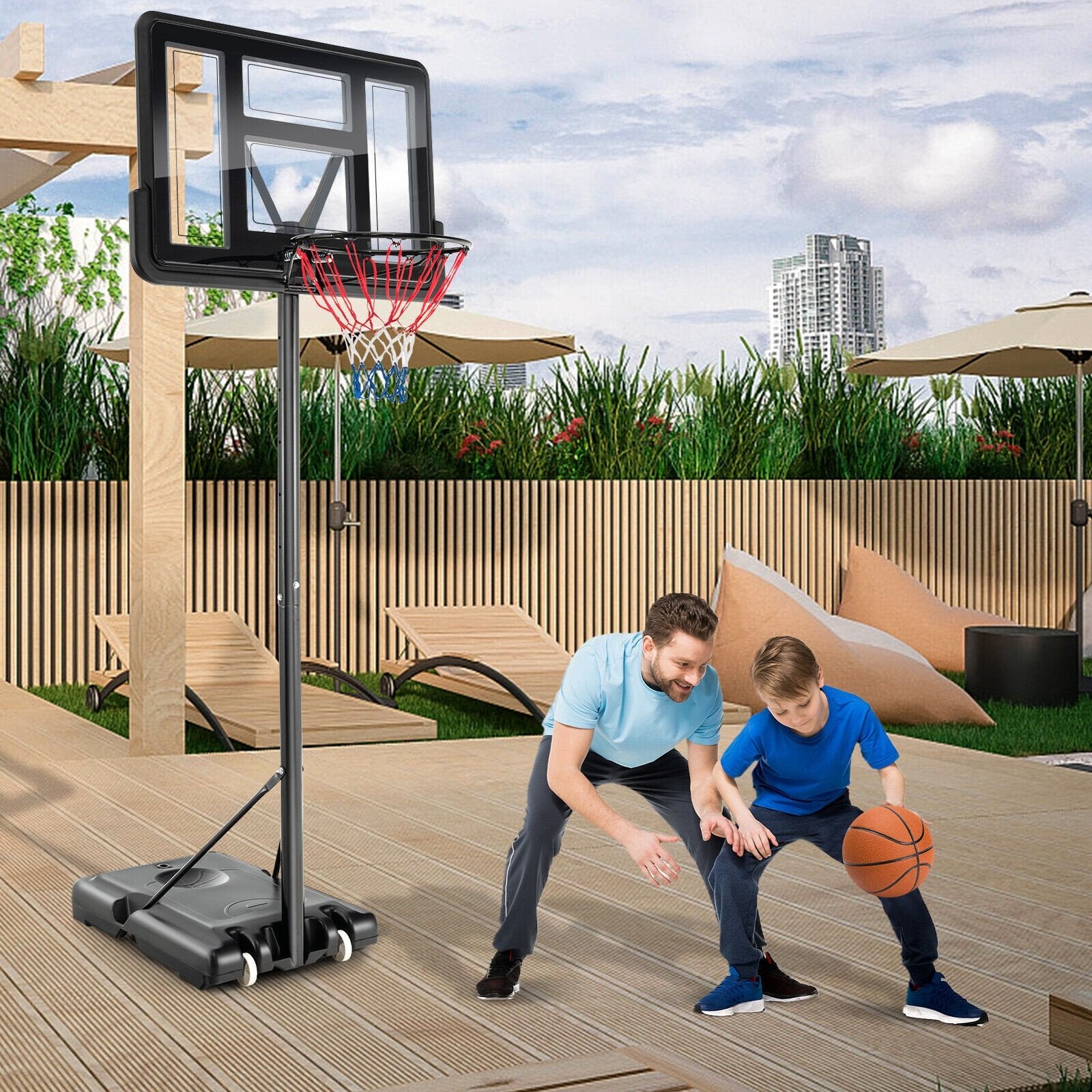 4.25-10 Feet Adjustable Basketball Hoop System with 44 Inch Backboard-A, Black Sport Equipments   at Gallery Canada