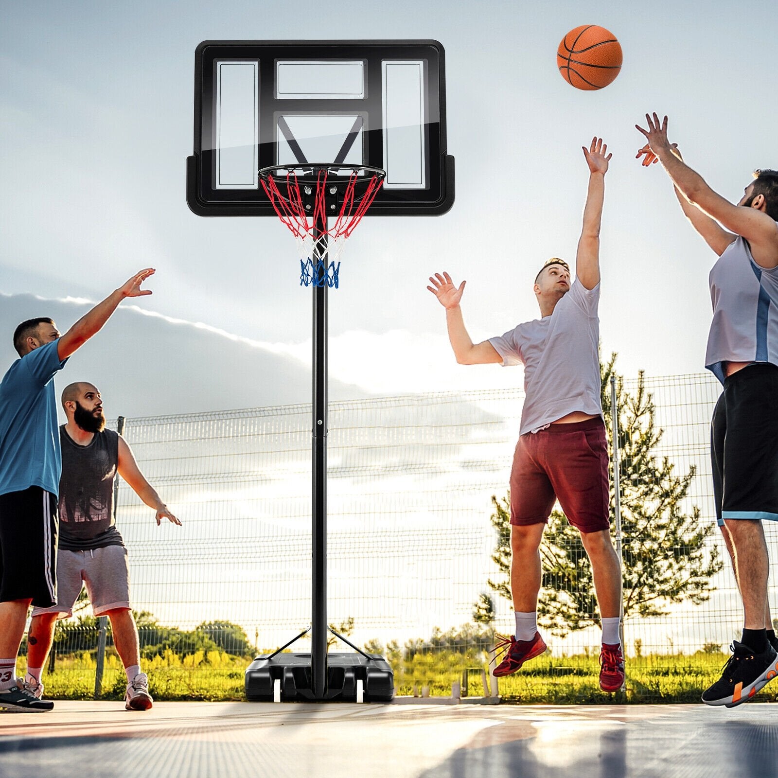 4.25-10 Feet Adjustable Basketball Hoop System with 44 Inch Backboard-A, Black Sport Equipments   at Gallery Canada