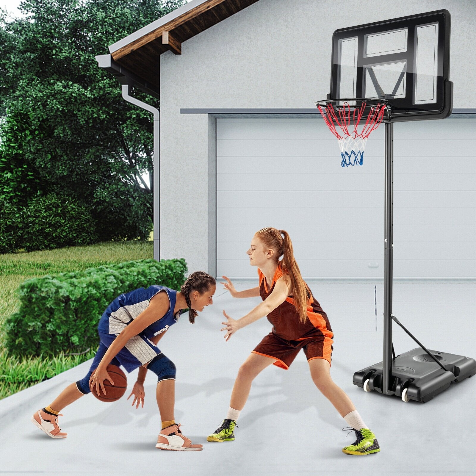 4.25-10 Feet Adjustable Basketball Hoop System with 44 Inch Backboard-A, Black Sport Equipments   at Gallery Canada