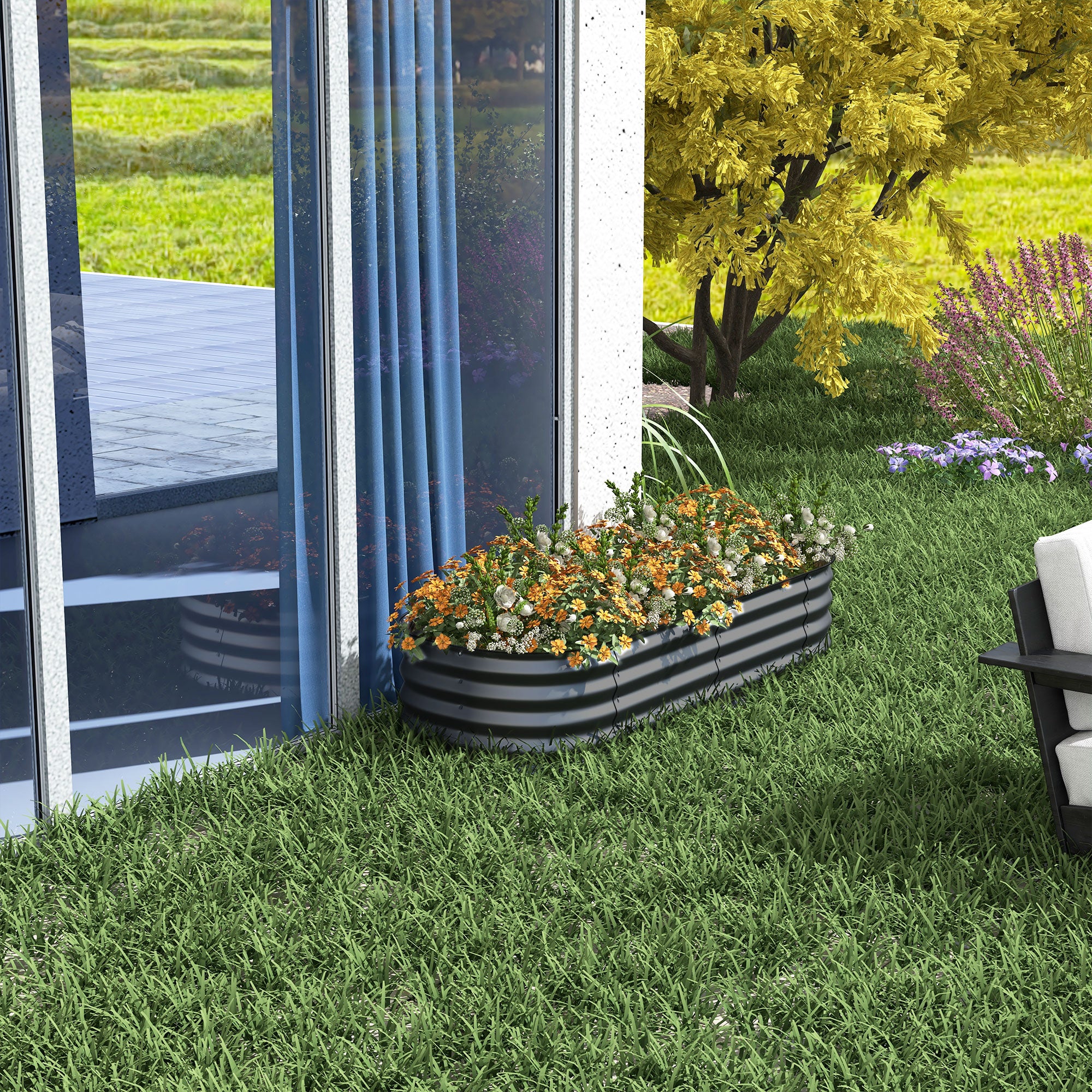 4.9 x 2 x 1ft Galvanized Raised Garden Bed Kit, Metal Planter Box with Safety Edging, Dark Grey Raised Garden Beds at Gallery Canada