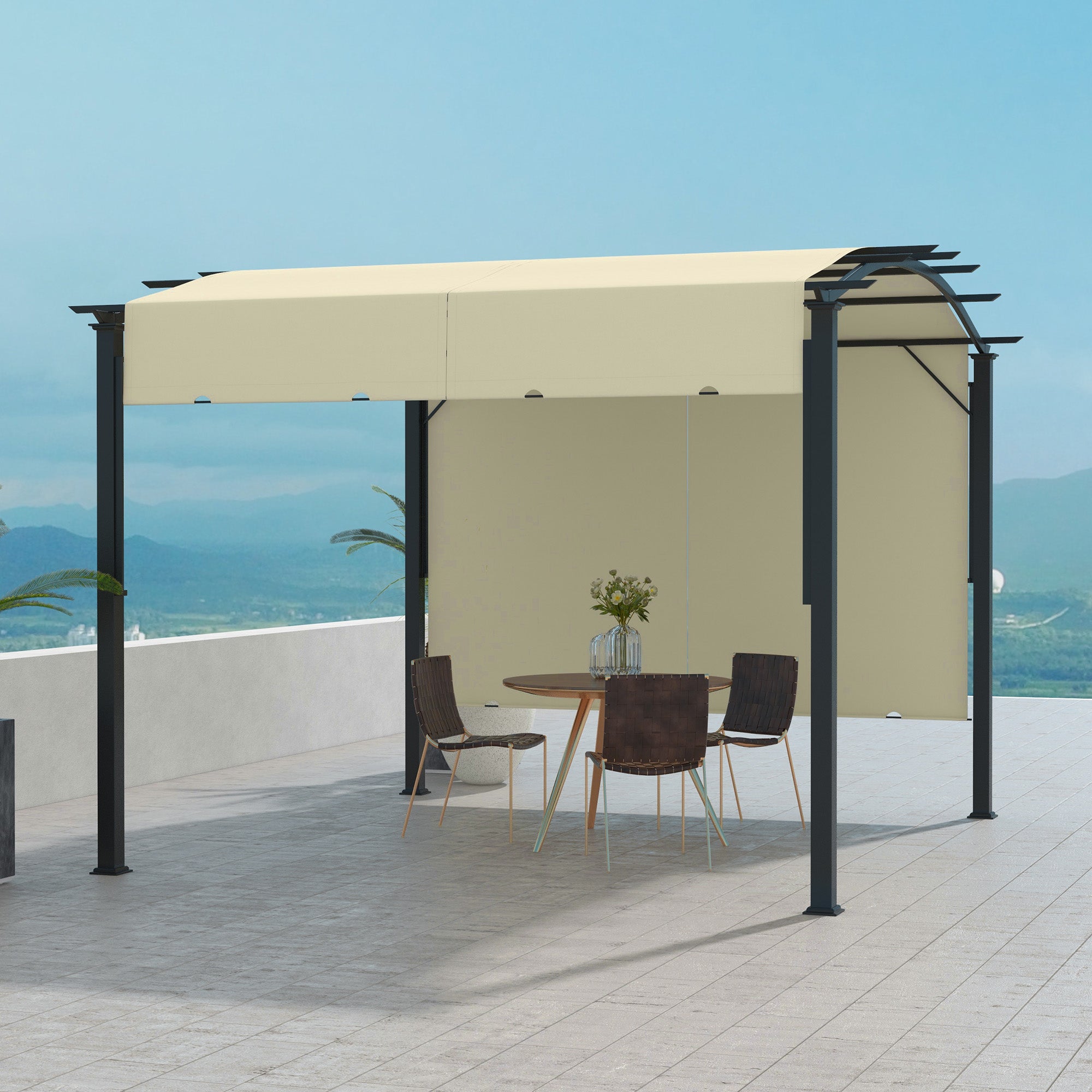 11' x 11' Retractable Pergola Canopy for Patio, Backyard, Beige Pergolas at Gallery Canada