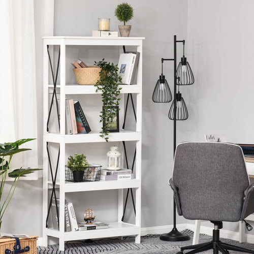 4-Tier Bookcase, Display Shelf, Unit Storage Rack Organizer for Living Room, Office - White