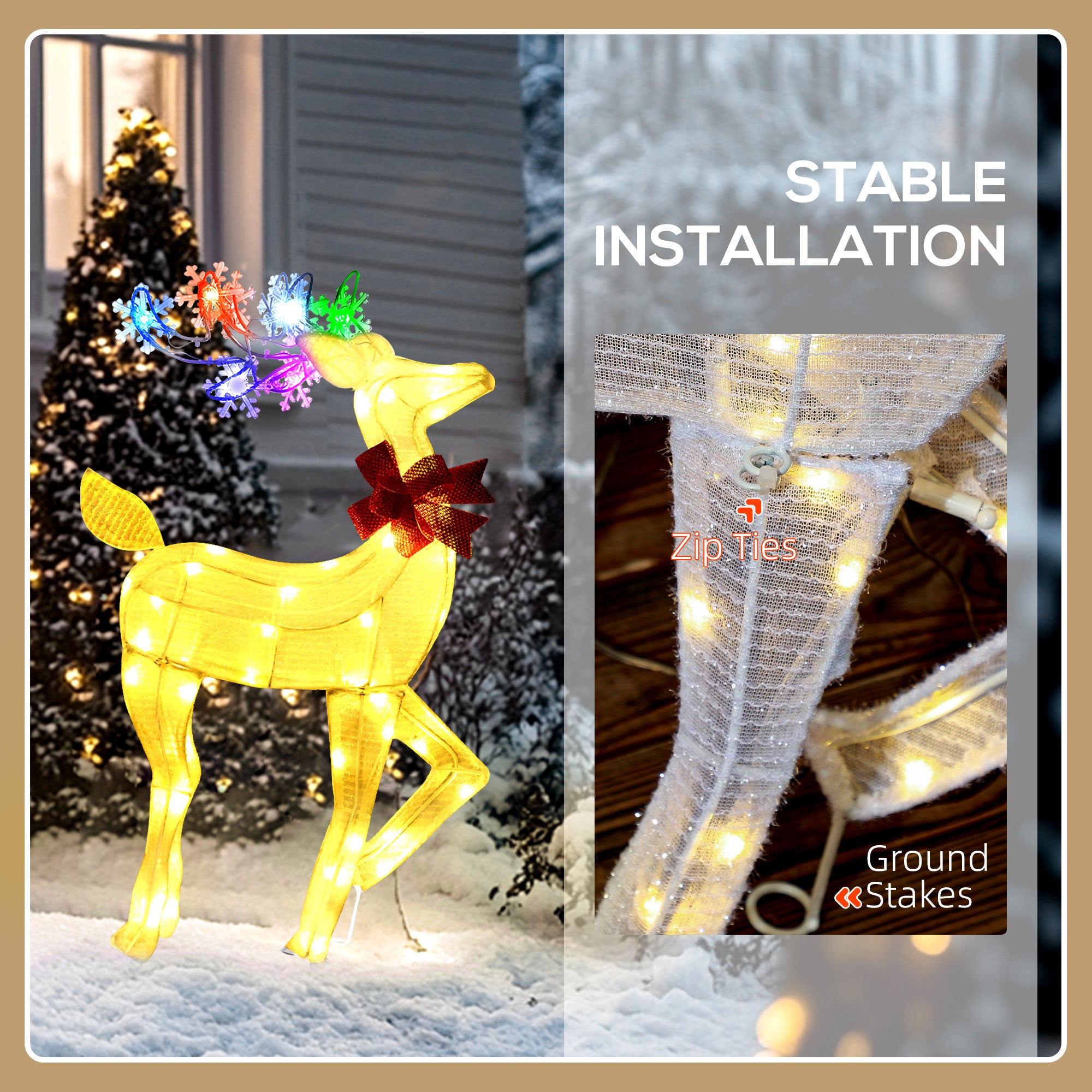 Light Up Reindeer Yard Decoration, Lighted Deer Christmas Decoration for Indoor, Outdoor, Garden, Lawn, White Christmas Deer Lights   at Gallery Canada