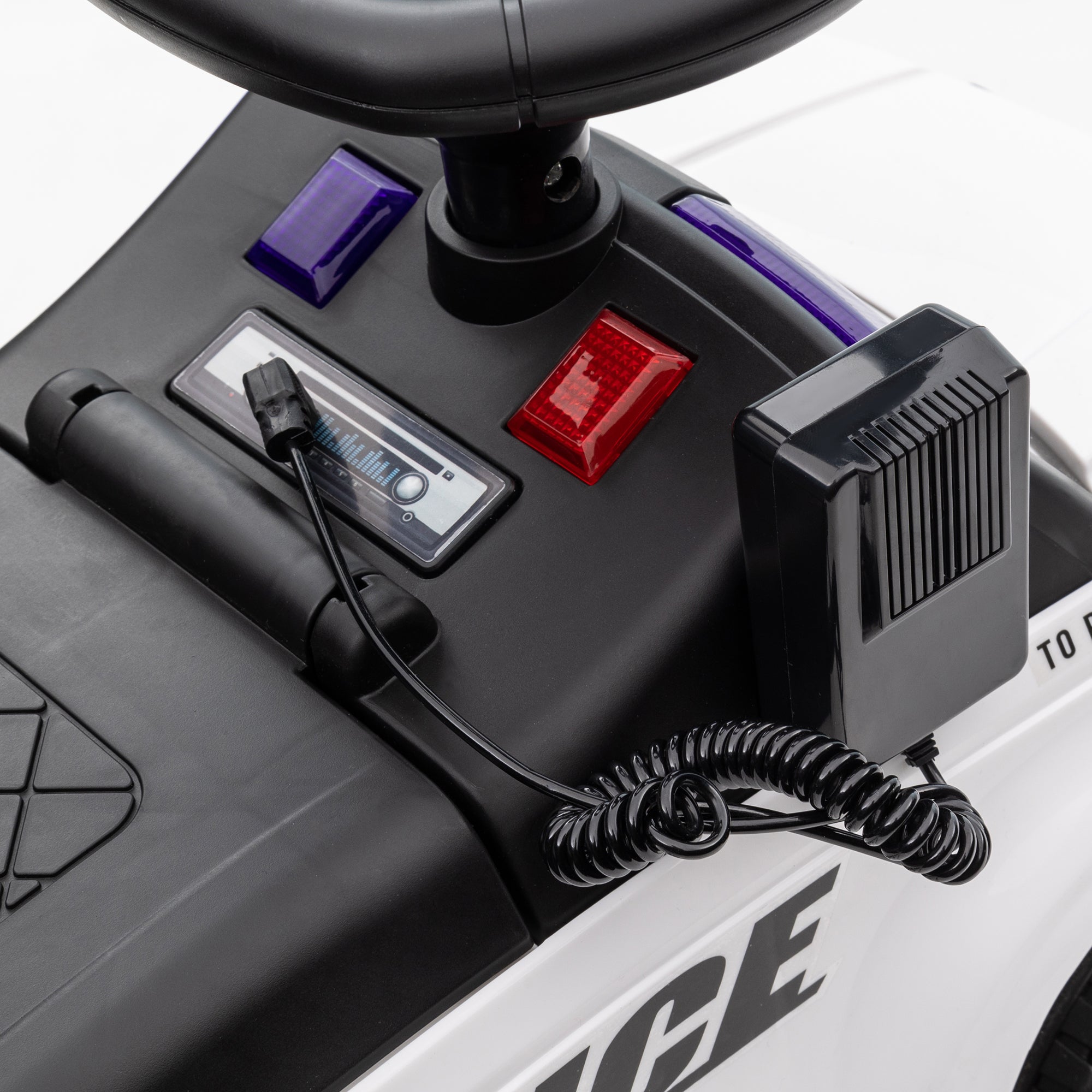 Kids Ride On Sliding Car with Hidden Under Seat Storage, Ride On Police Car for Toddler with Megaphone, Anti Dumping Device, Removable Backrest, Foot-to-Floor Design, White Push Cars for Toddlers at Gallery Canada