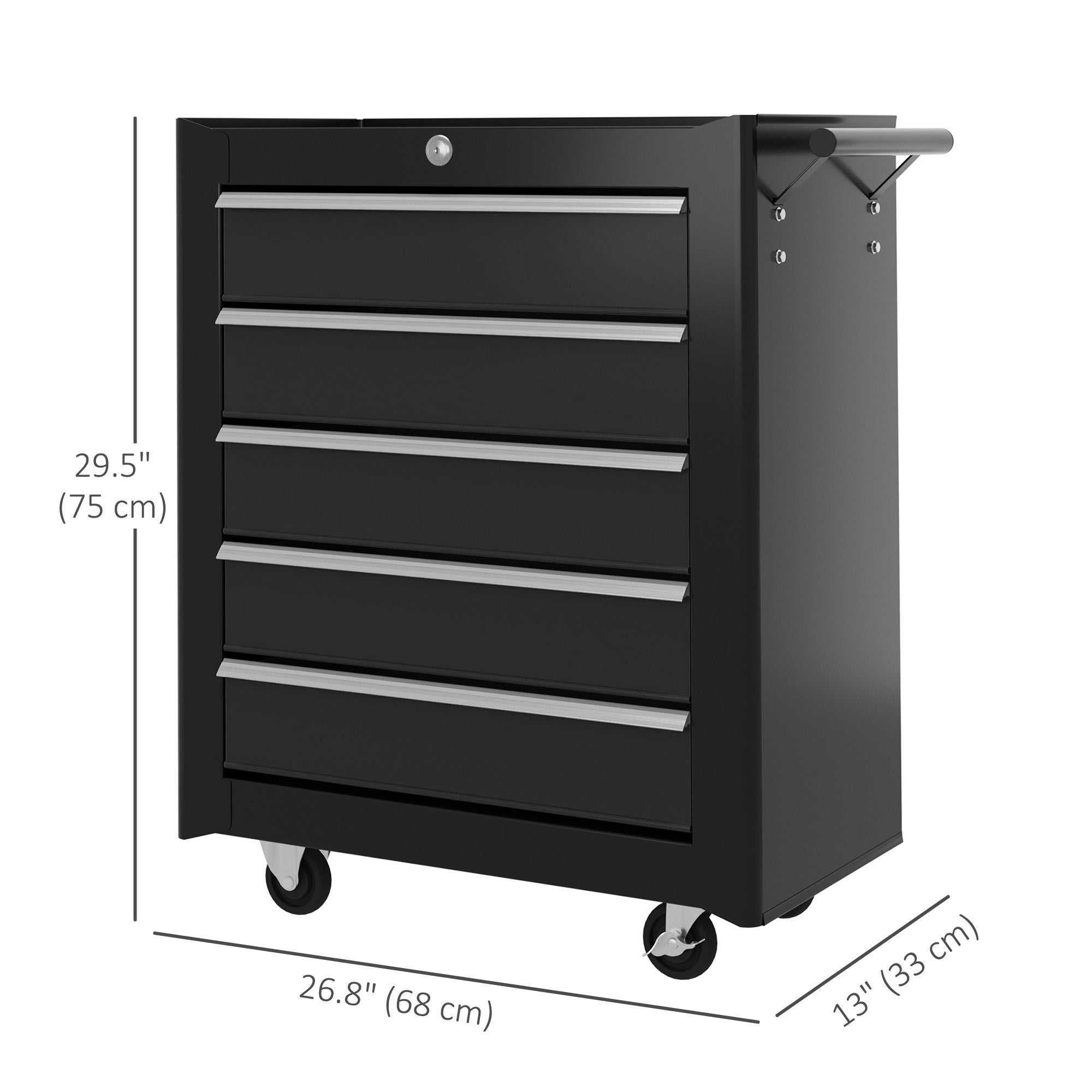 5 Drawer Roller Tool Chest, Mobile Lockable Toolbox, Storage Organizer with Handle for Workshop Mechanics Garage, Black Tool Organizers at Gallery Canada