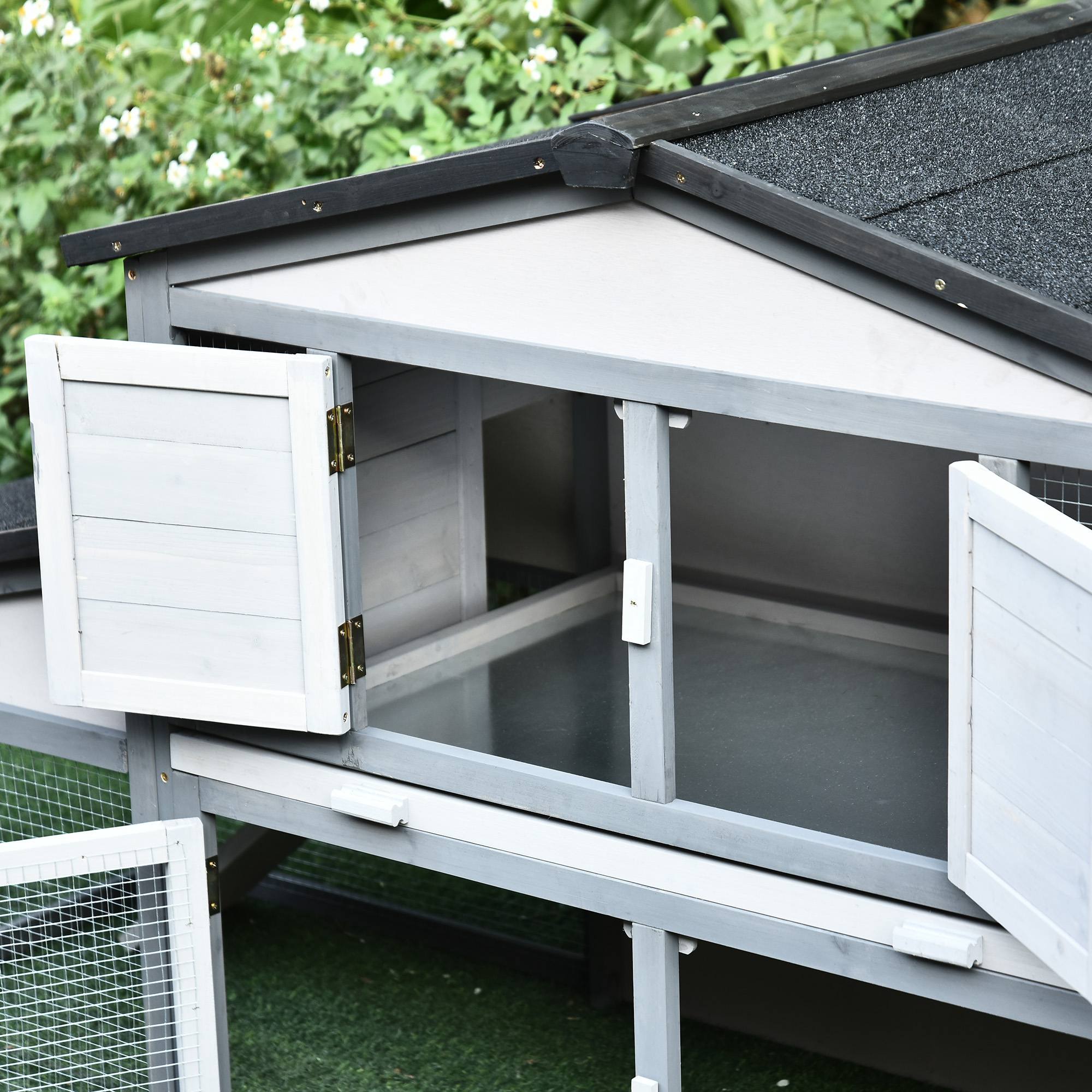 Deluxe Large Rabbit Hutch Small Animal House Portable Large Outdoor with Run Box, Grey Rabbit Hutch at Gallery Canada