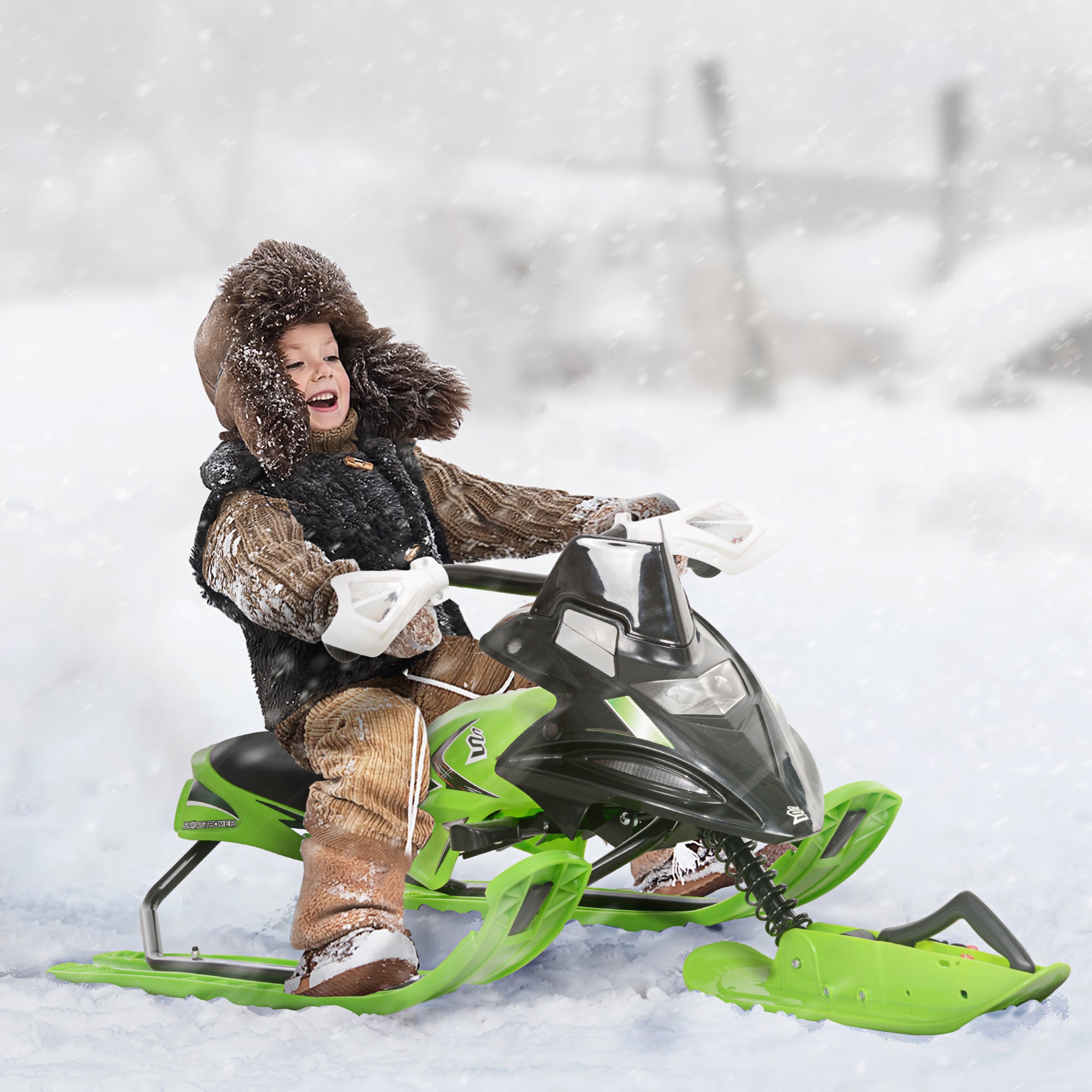 Kids Snow Racer Sleds with Padded Rubber Seat, Green Snow Scooters Multi Colour  at Gallery Canada