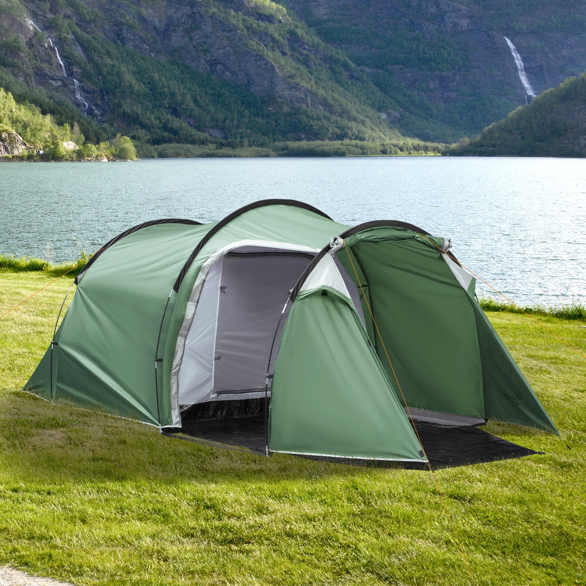 Pop Up Camping Tent with Vestibule Waterproof Tent for 2-3 Person, Dark Green Camping Tents   at Gallery Canada