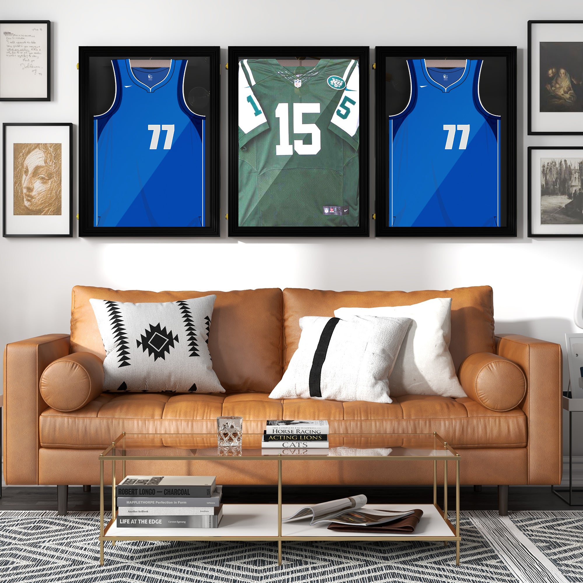 Set of 3 Jersey Display Frame Case, Acrylic Sports Shirt Shadow Box for Basketball Football Baseball, 23.5