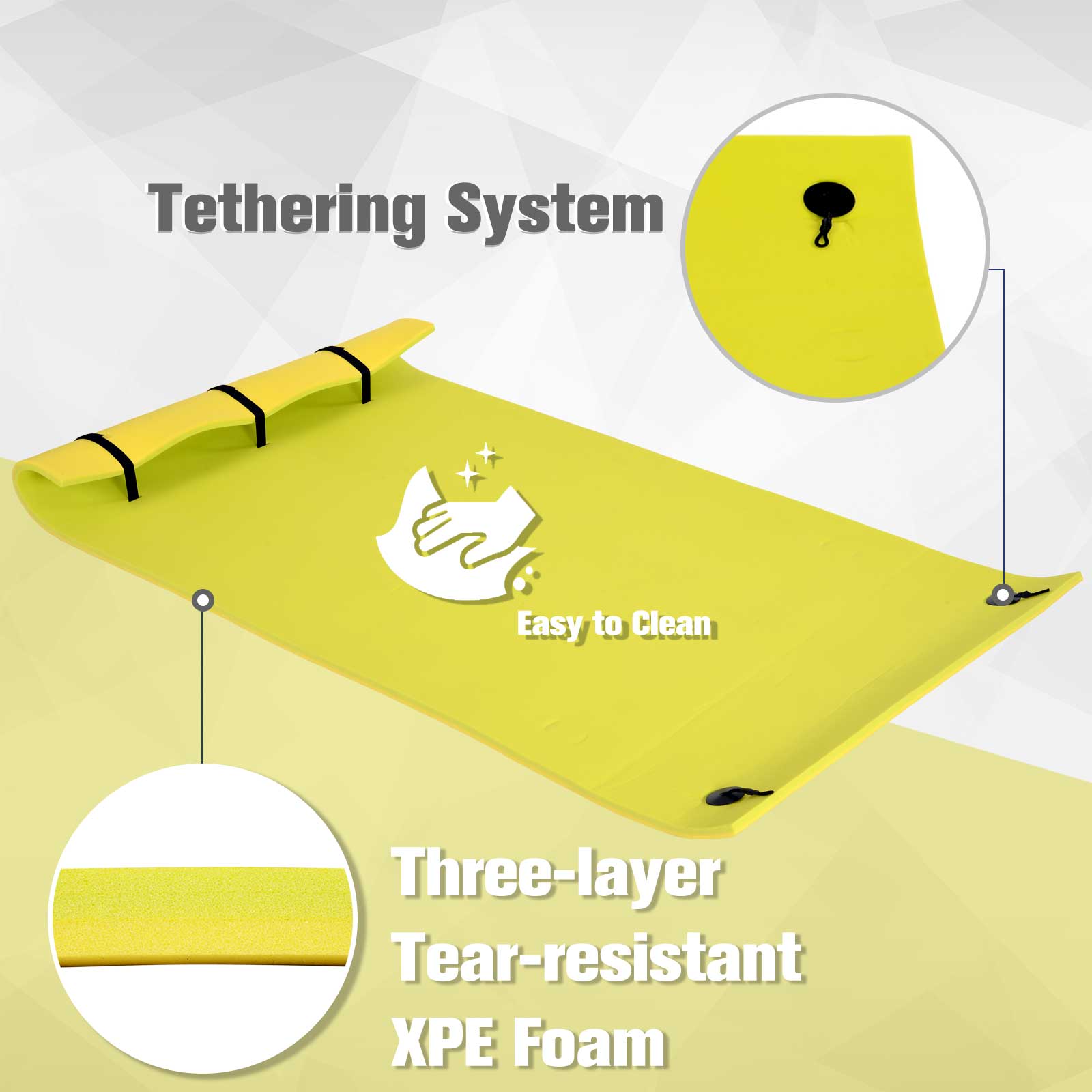 10' x 5' Lily Pad Floating Mat for Water Recreation and Relaxing, Tear-Resistant XPE Foam Water Floating Mat for Lake, River, Beach, Pool, Yellow Floating Water Mats at Gallery Canada