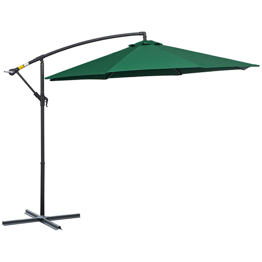 Φ10' Deluxe Patio Umbrella Outdoor Market Parasol Banana Hanging Offset Sunshade Crank Cross Base Dark Green Cantilever Umbrellas Dark Green  at Gallery Canada